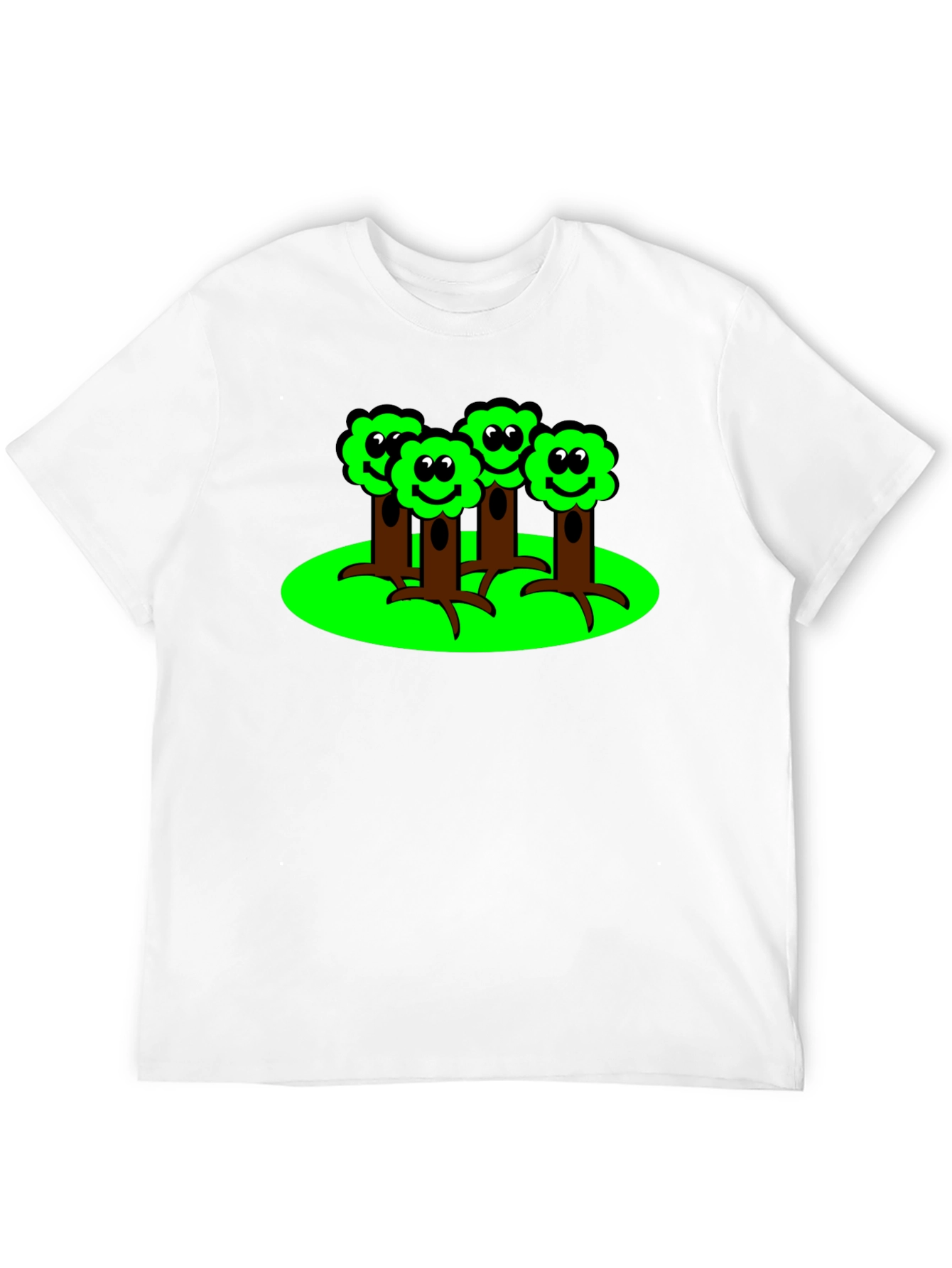 Cartoon Tree Graphic T-Shirt - Black