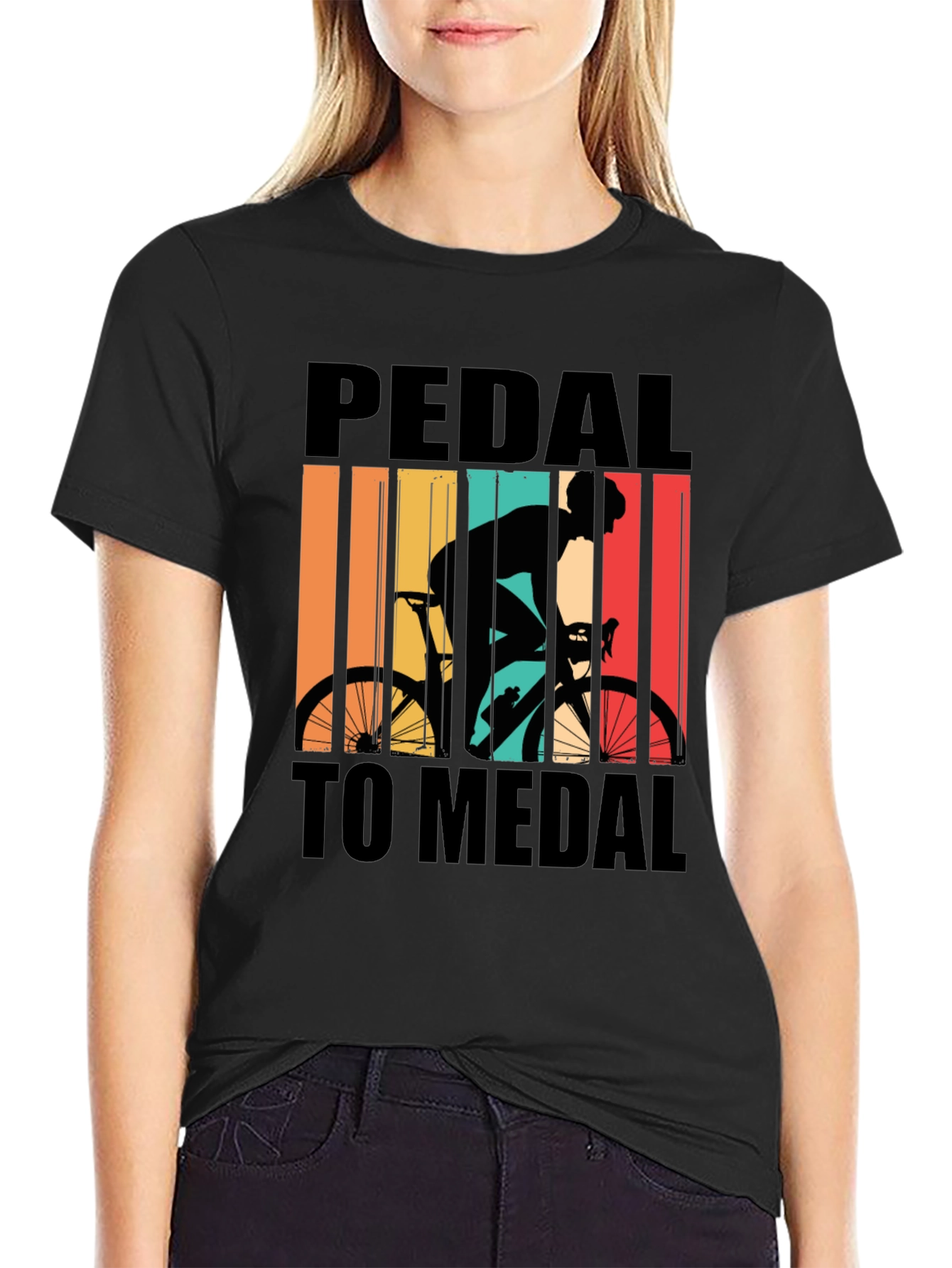 Pedal to Medal Cycling Graphic Tee - Black