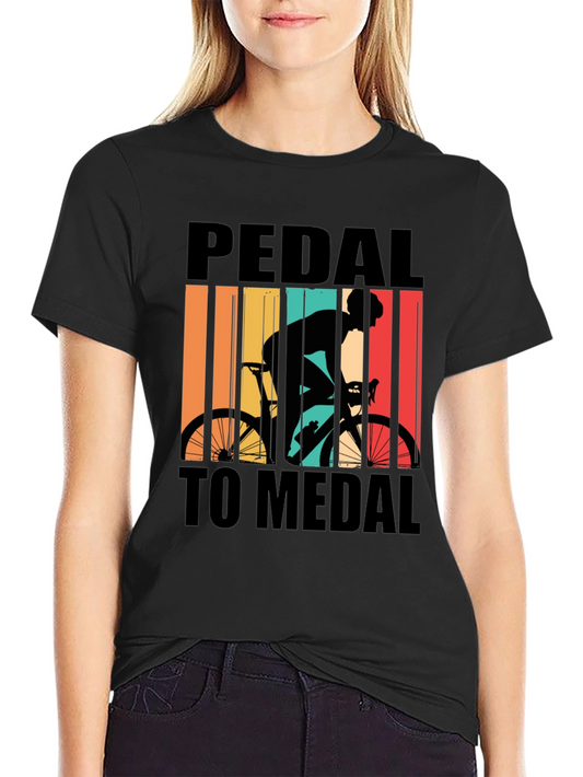Pedal to Medal Cycling Graphic Tee - Black