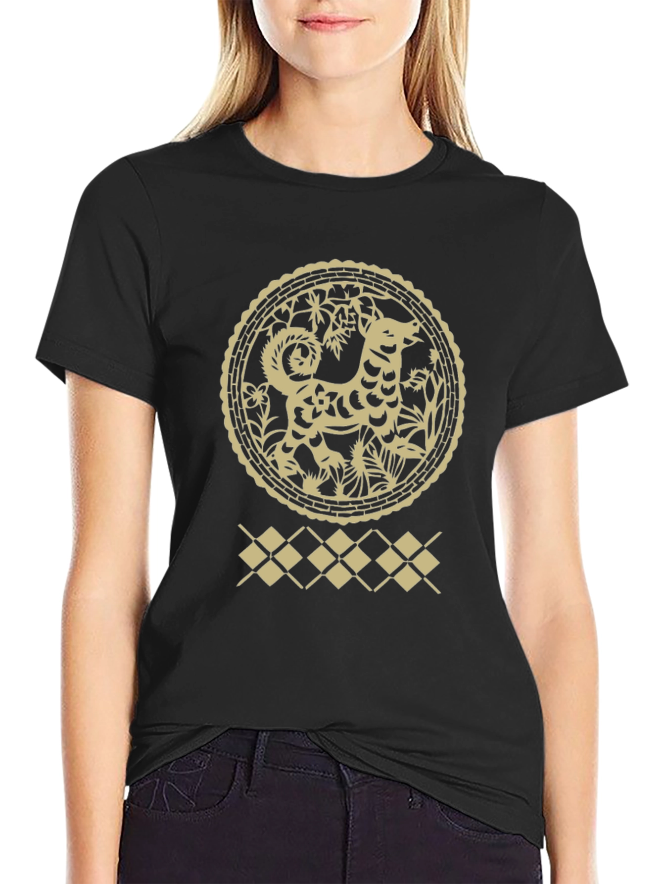 Dog Zodiac Graphic Print Crew Neck Tee