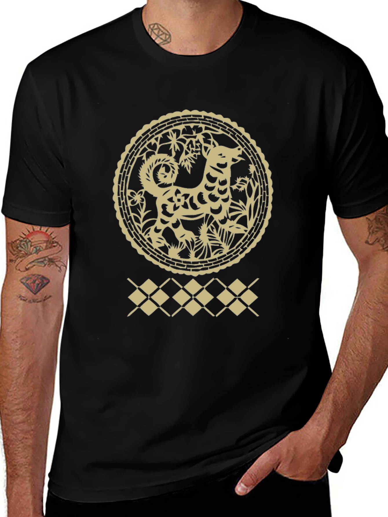 Dog Zodiac Graphic Print Crew Neck Tee