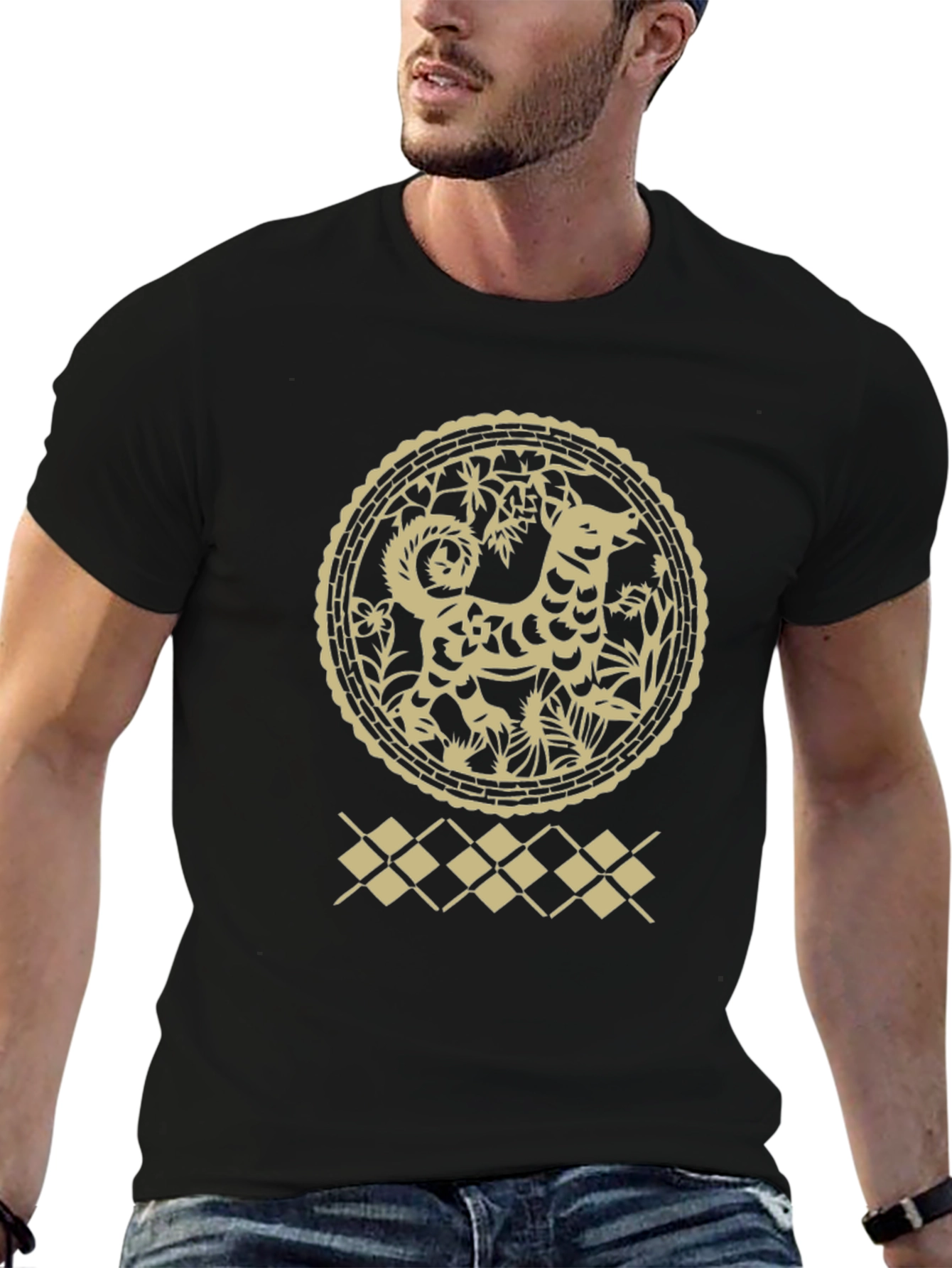 Dog Zodiac Graphic Print Crew Neck Tee