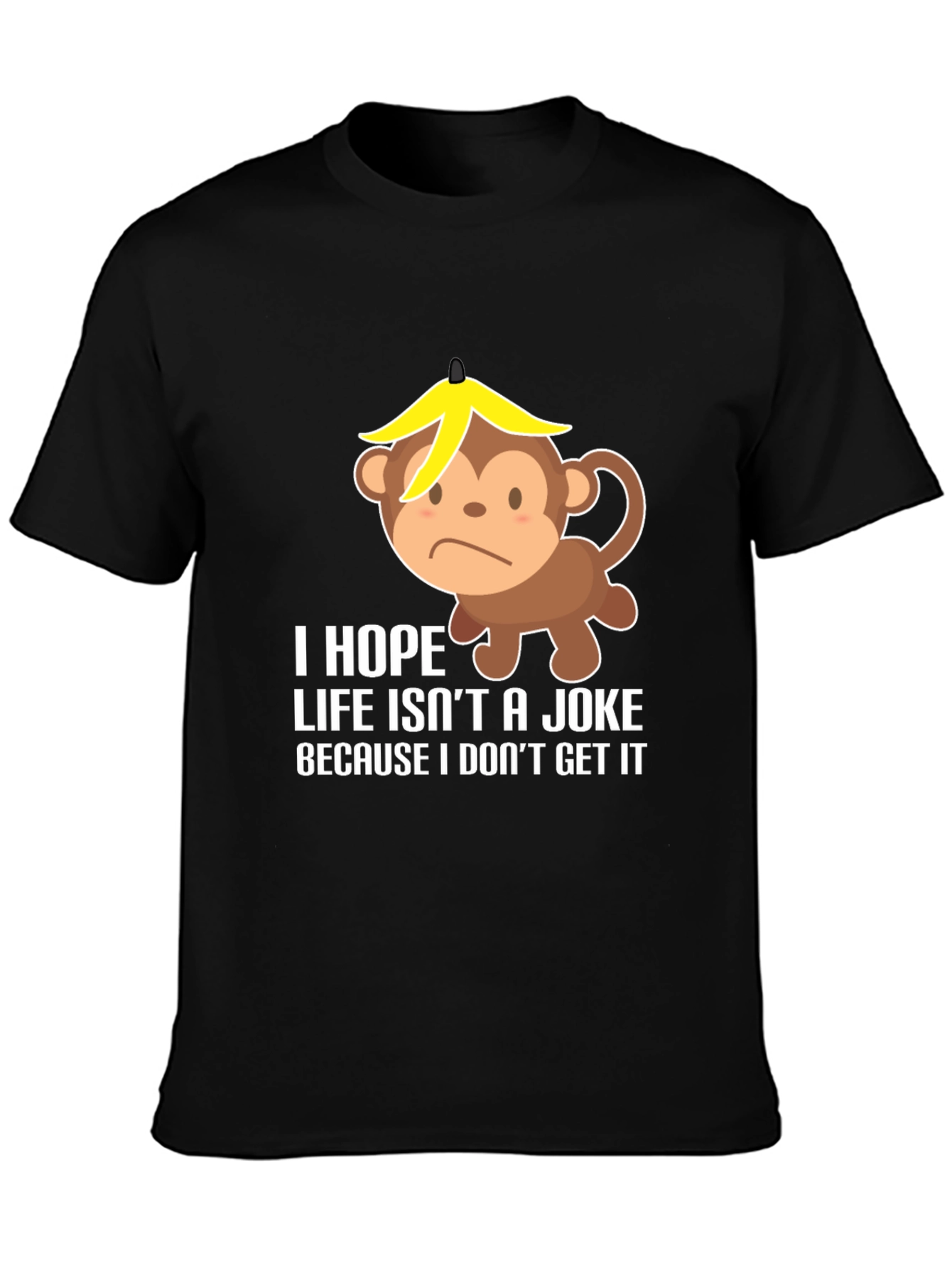 Funny Monkey Banana Hat Graphic T-Shirt