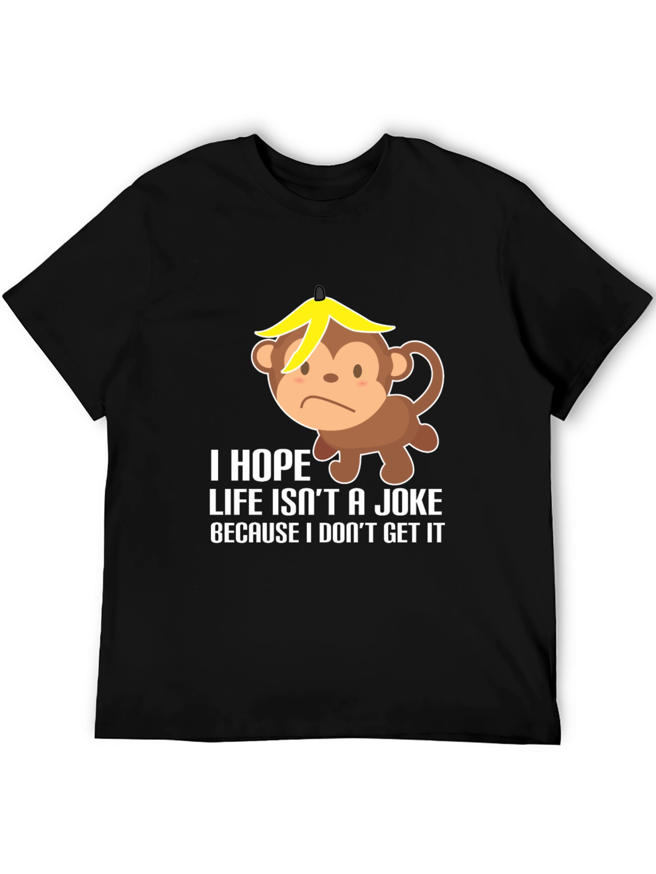 Funny Monkey Banana Hat Graphic T-Shirt
