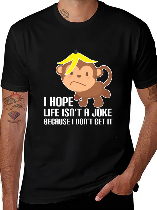 Funny Monkey Banana Hat Graphic T-Shirt