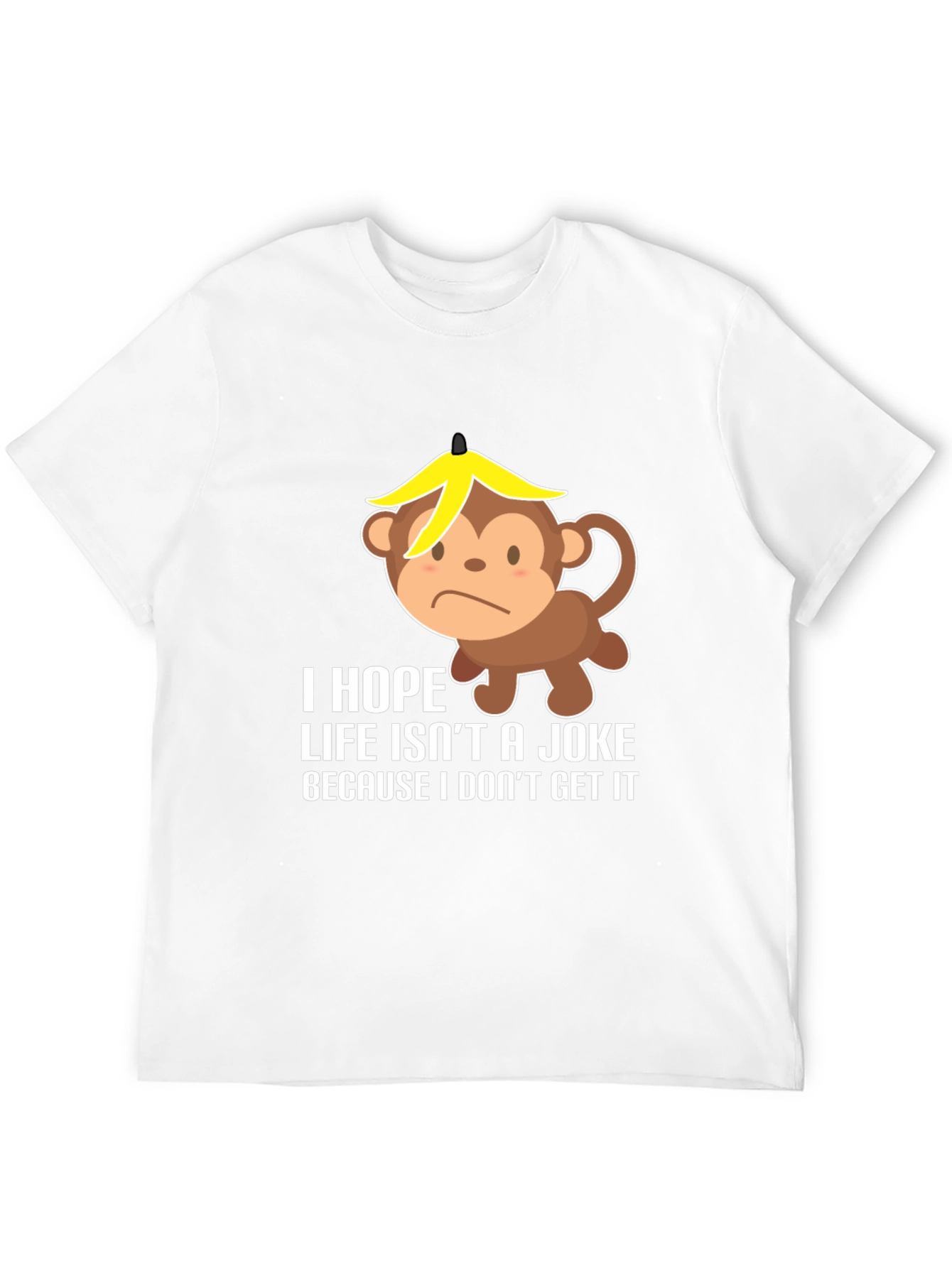 Funny Monkey Banana Hat Graphic T-Shirt