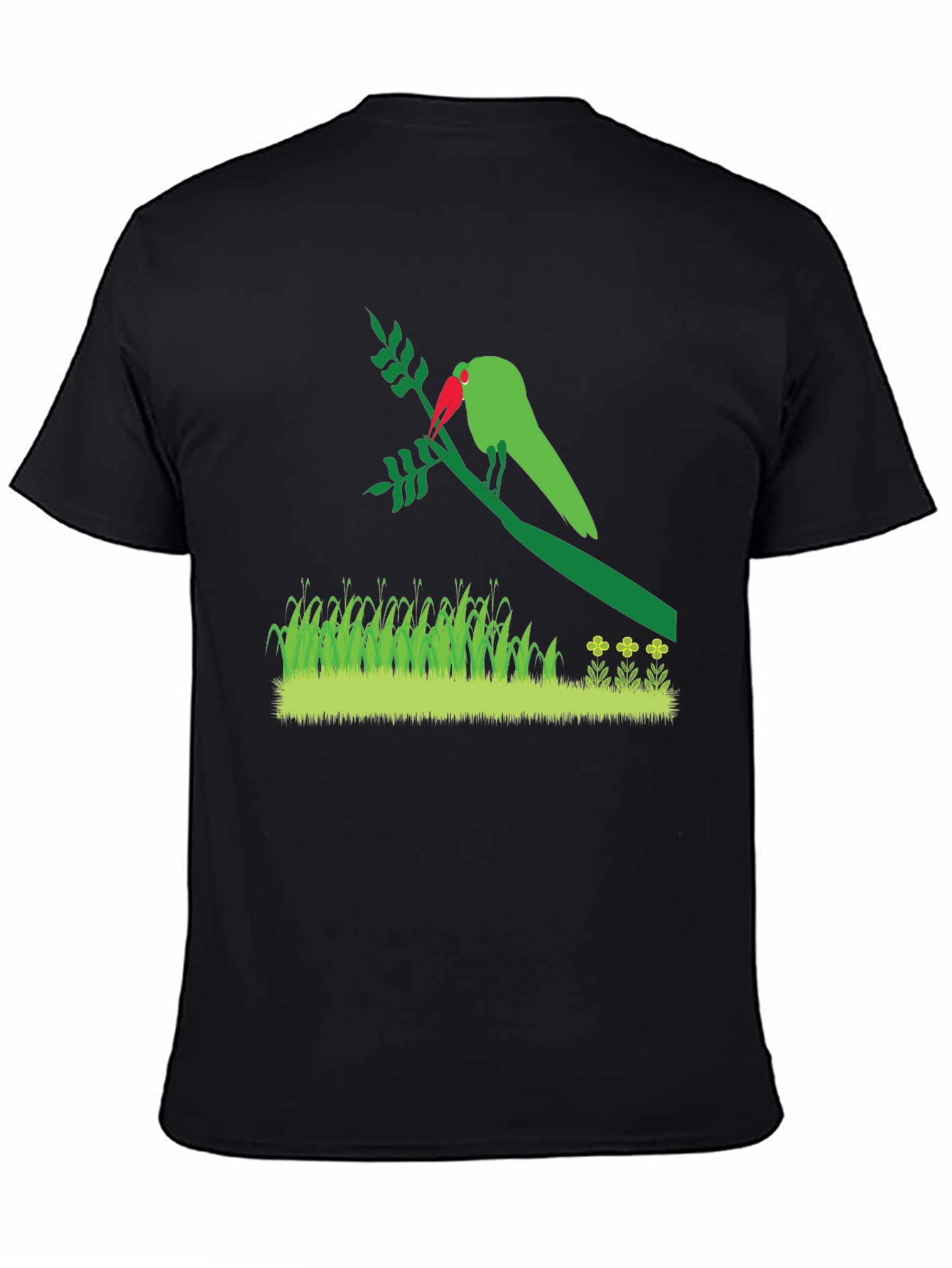Mens Parrot Graphic Print Black T-Shirt