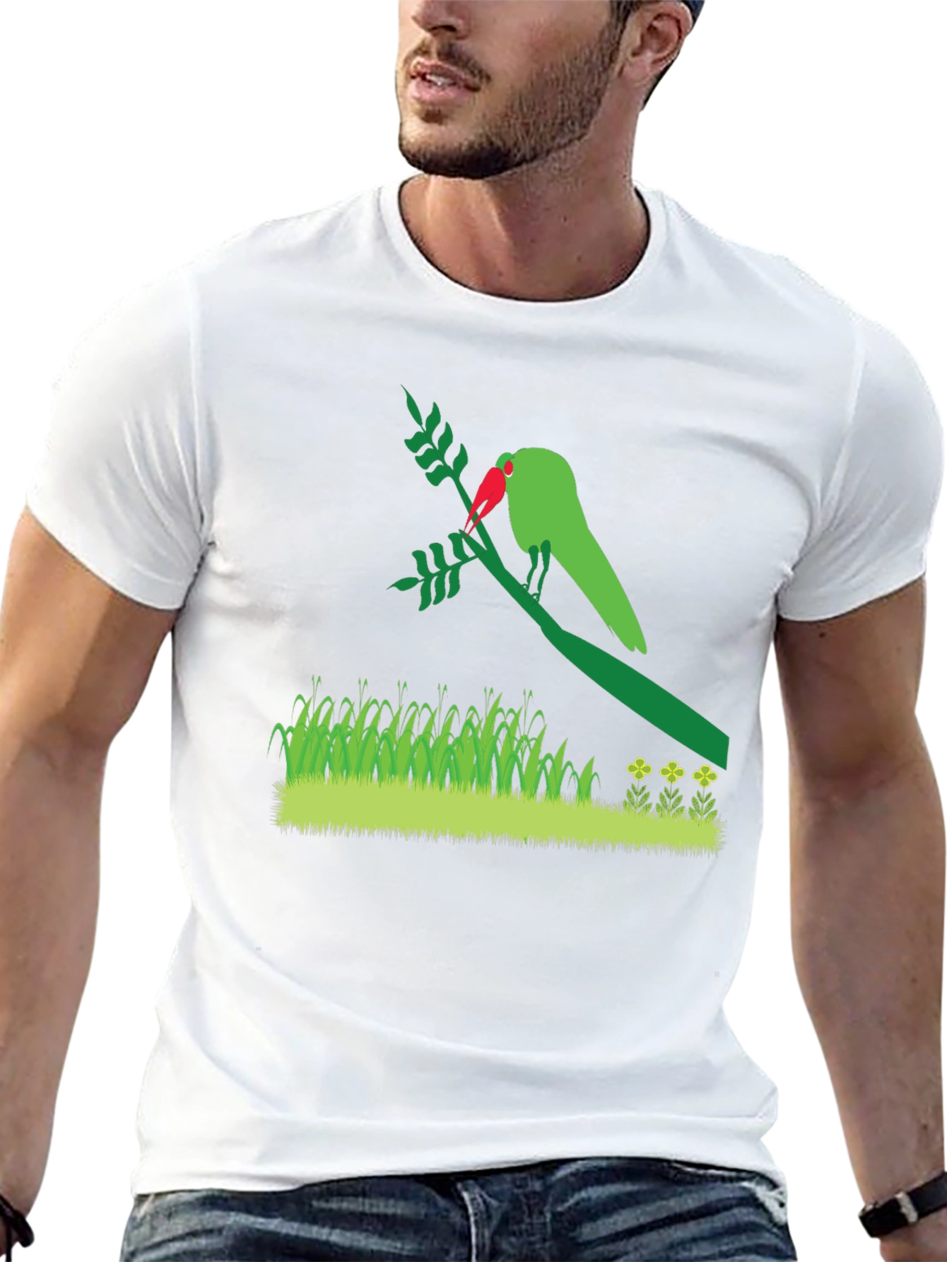 Mens Parrot Graphic Print Black T-Shirt