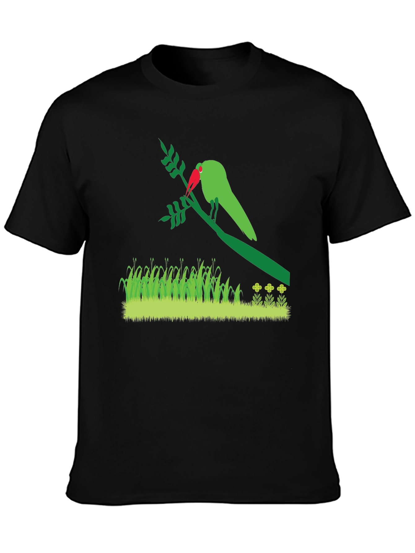 Mens Parrot Graphic Print Black T-Shirt