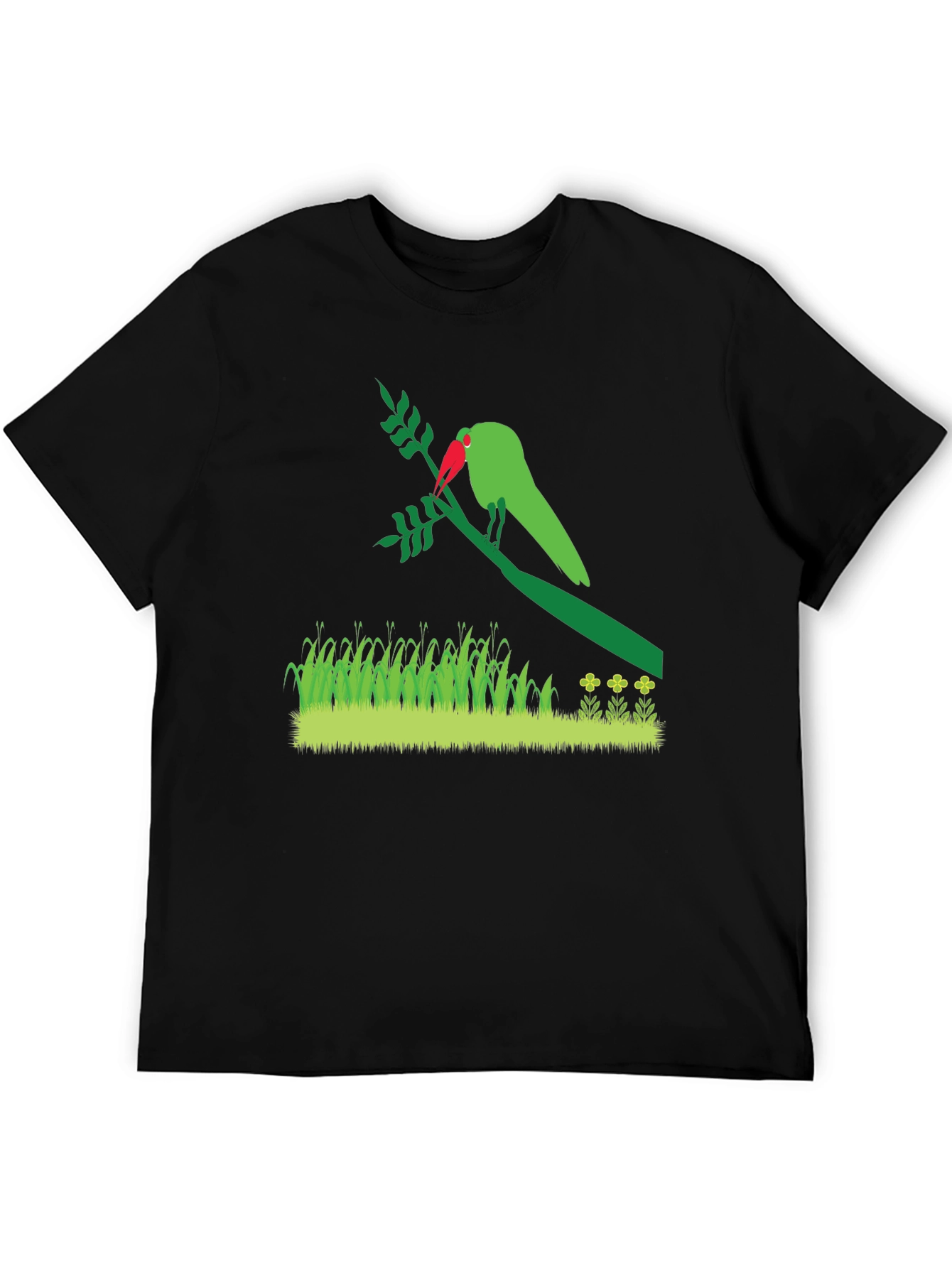 Mens Parrot Graphic Print Black T-Shirt