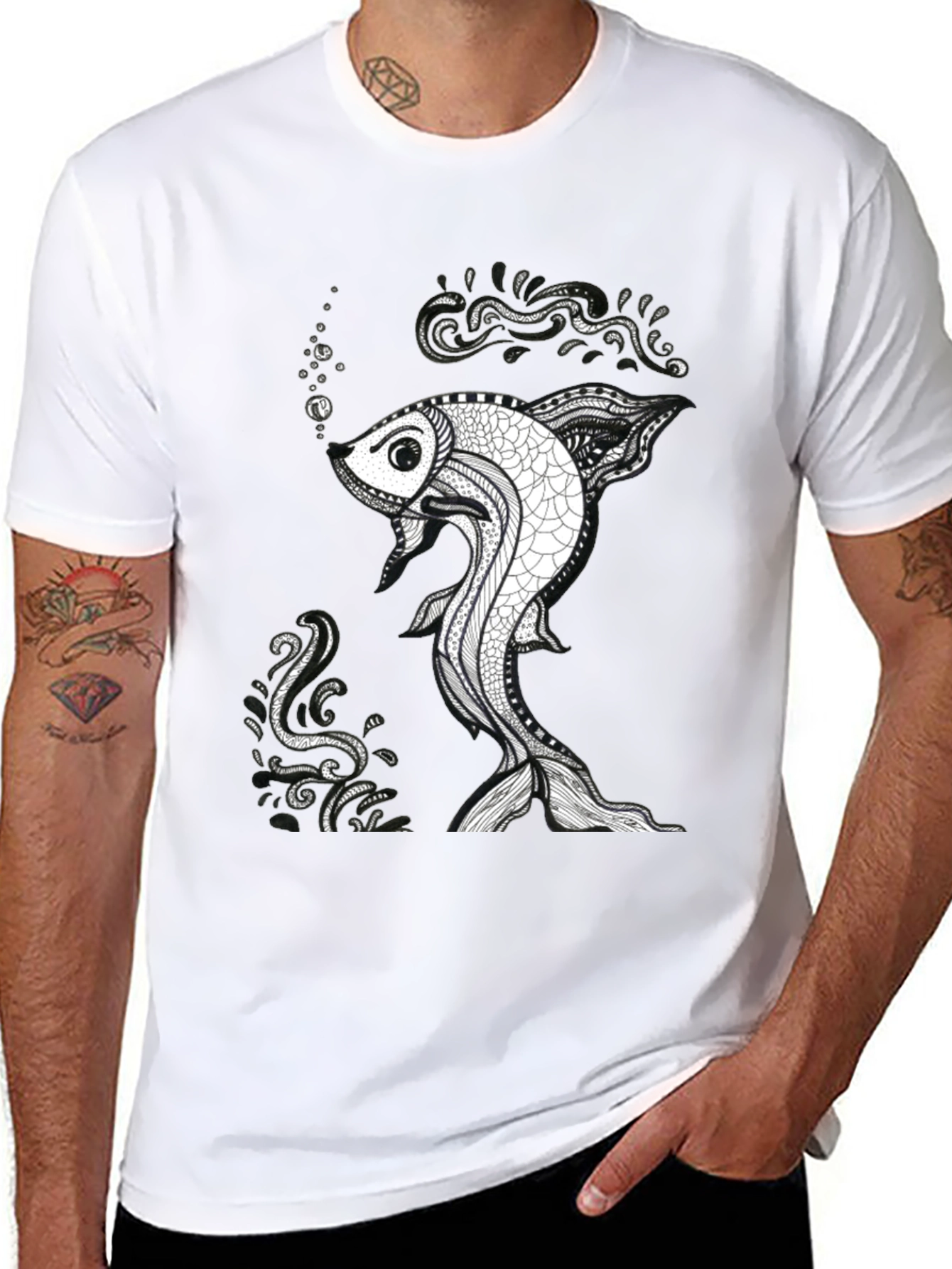 Fish Graphic Black T-Shirt