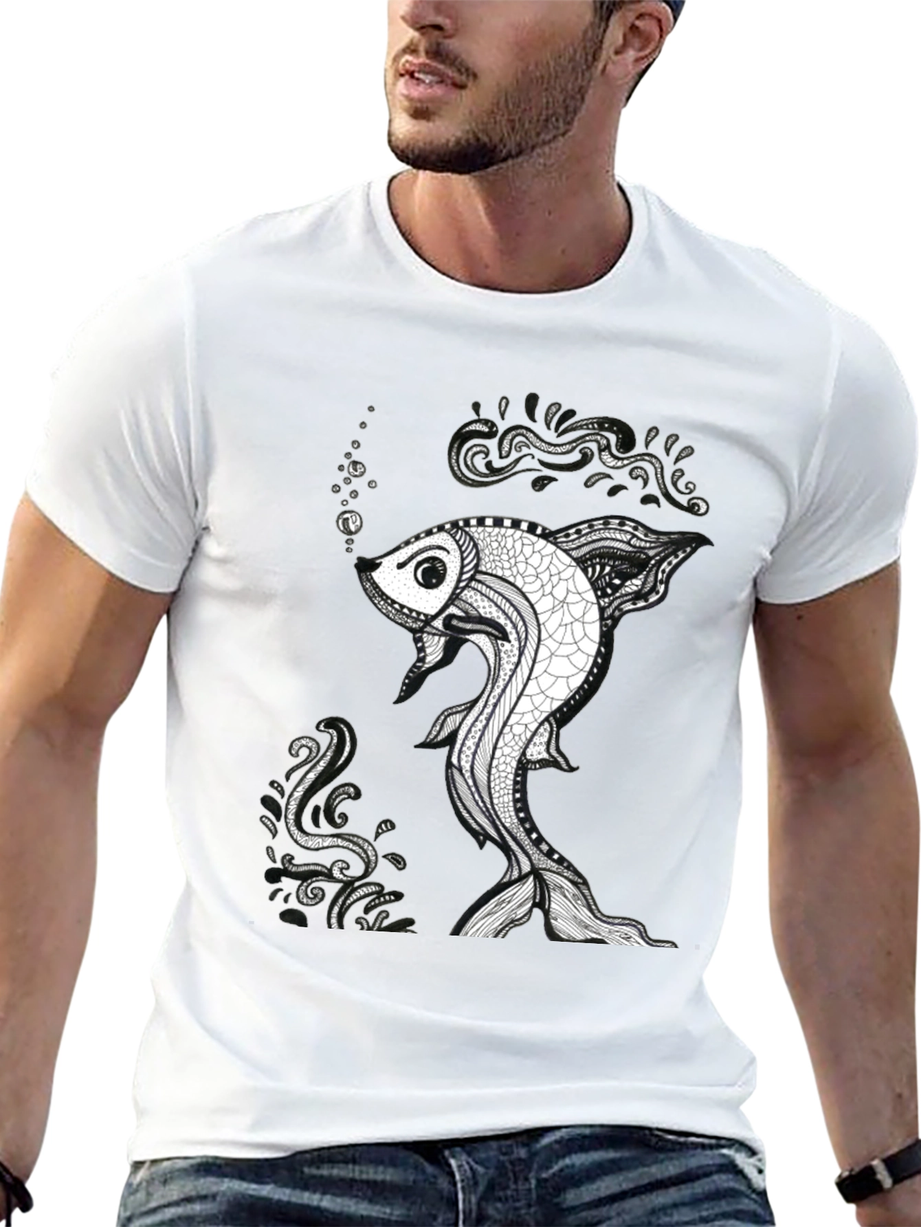 Fish Graphic Black T-Shirt