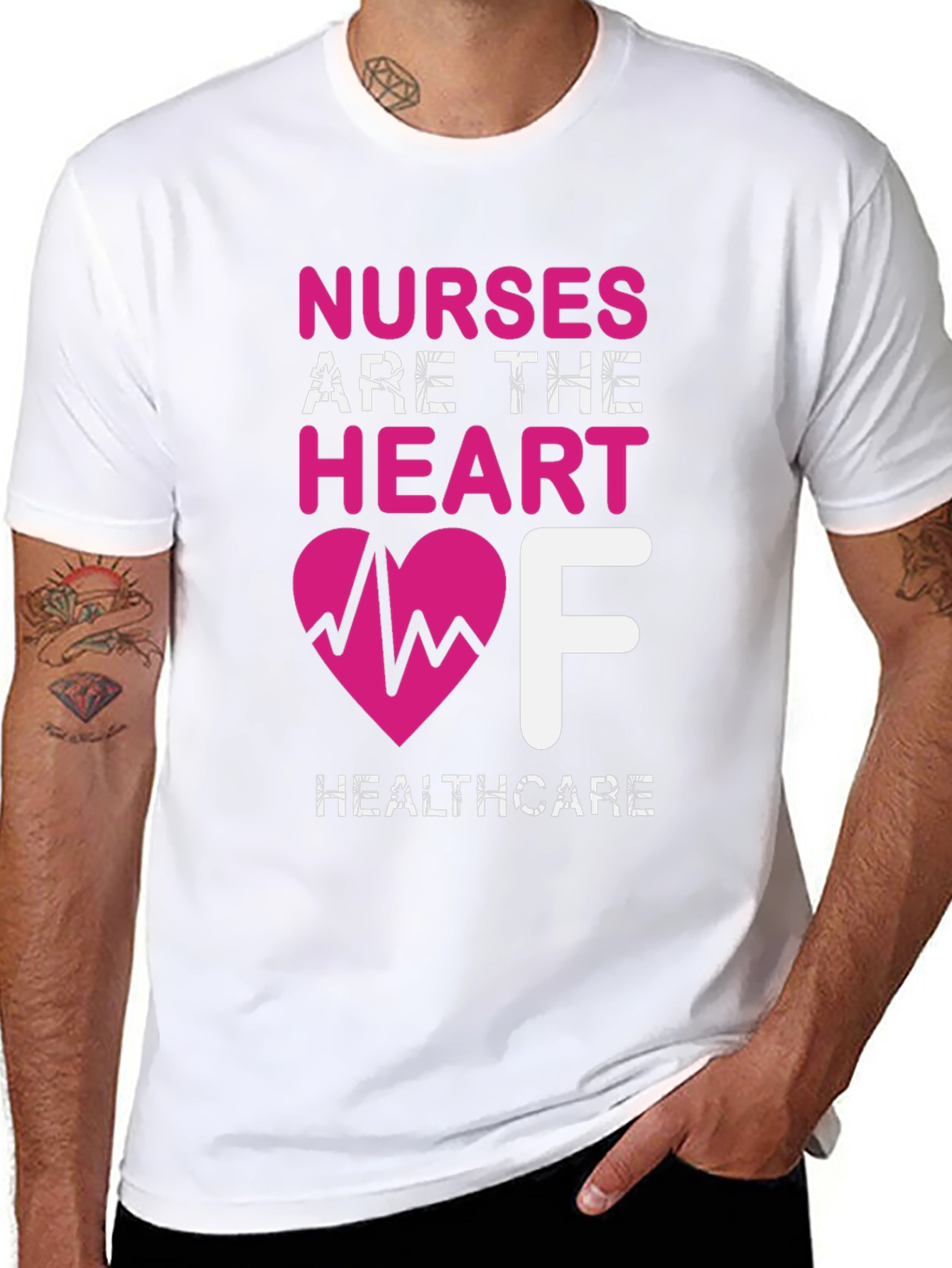 Nurses Are The Heart of Healthcare Black T-Shirt
