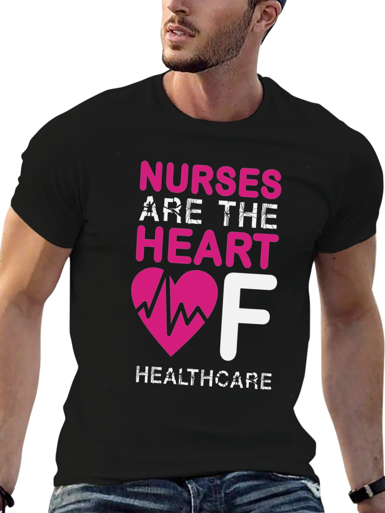Nurses Are The Heart of Healthcare Black T-Shirt