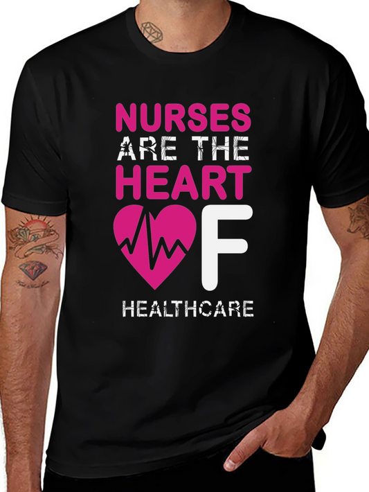 Nurses Are The Heart of Healthcare Black T-Shirt