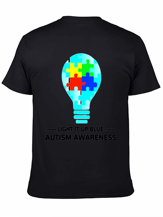 Autism Awareness Light Bulb Graphic Tee - Black