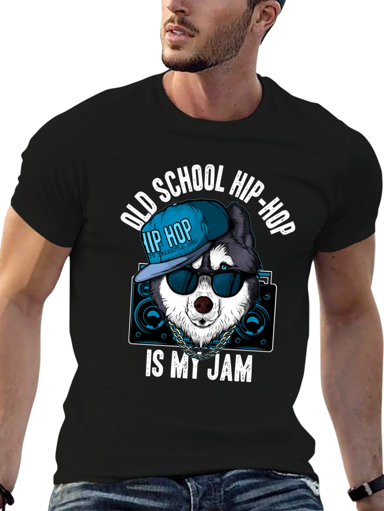 Old School Hip Hop Dog Graphic Tee