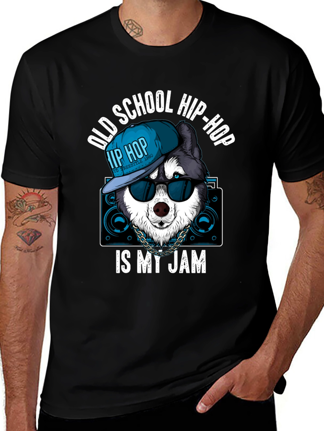 Old School Hip Hop Dog Graphic Tee
