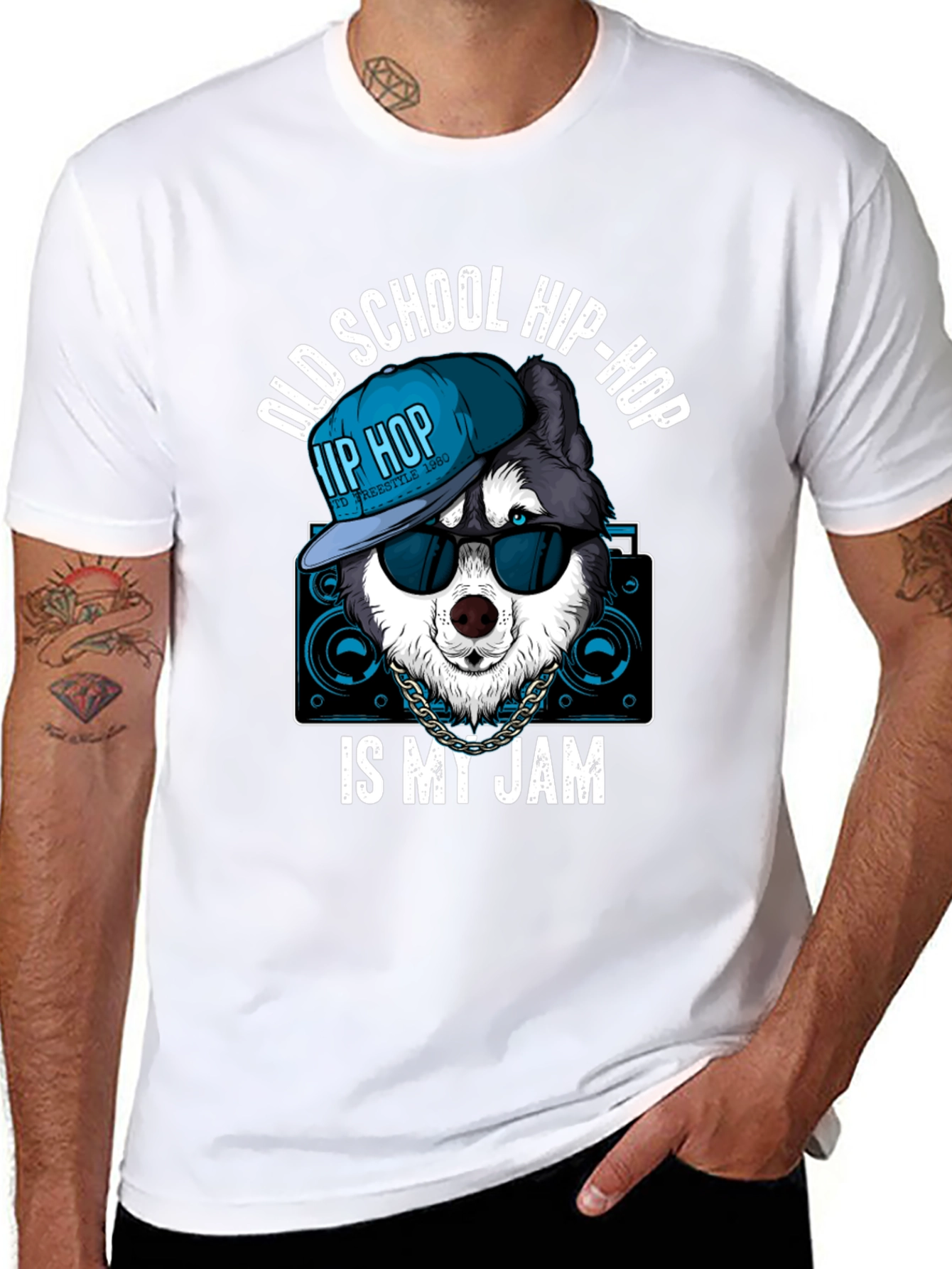 Old School Hip Hop Dog Graphic Tee