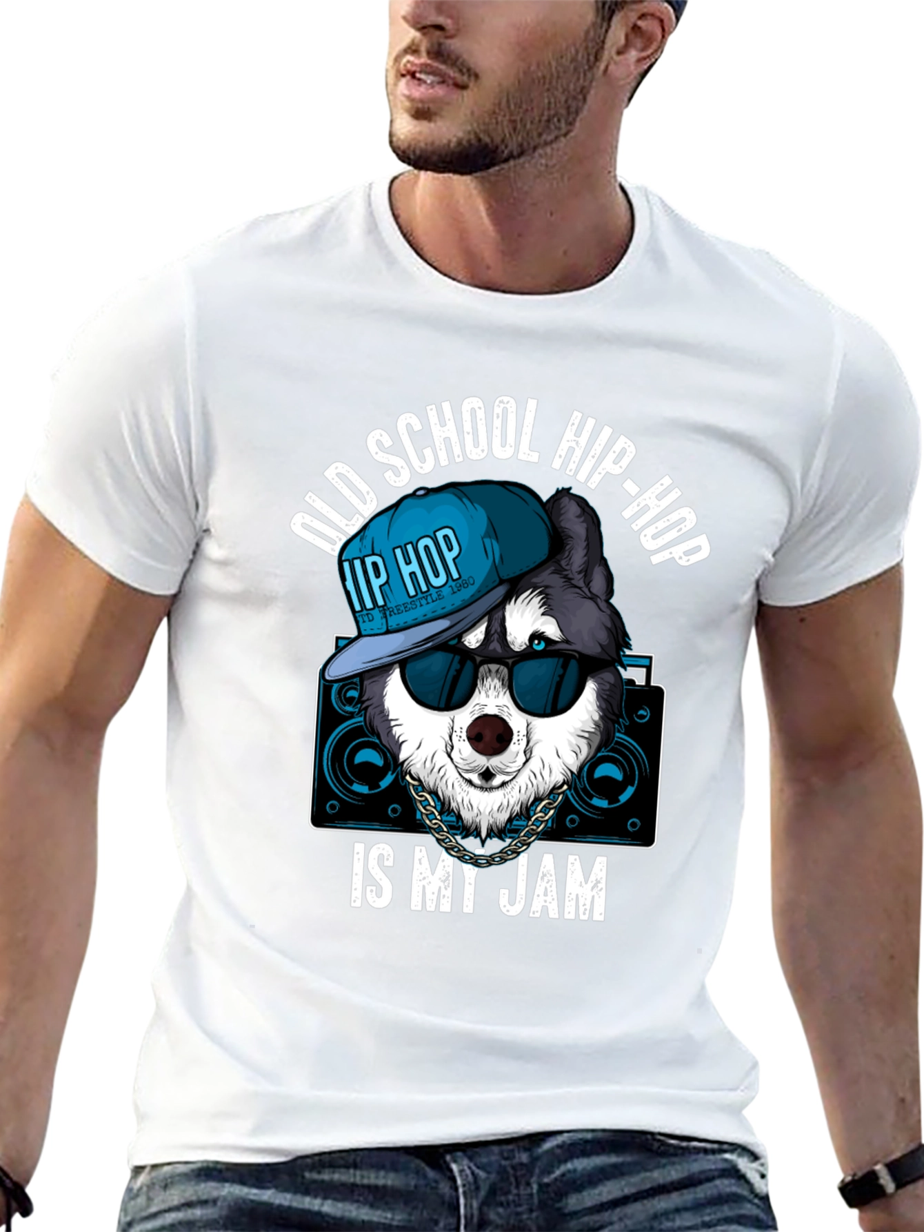 Old School Hip Hop Dog Graphic Tee