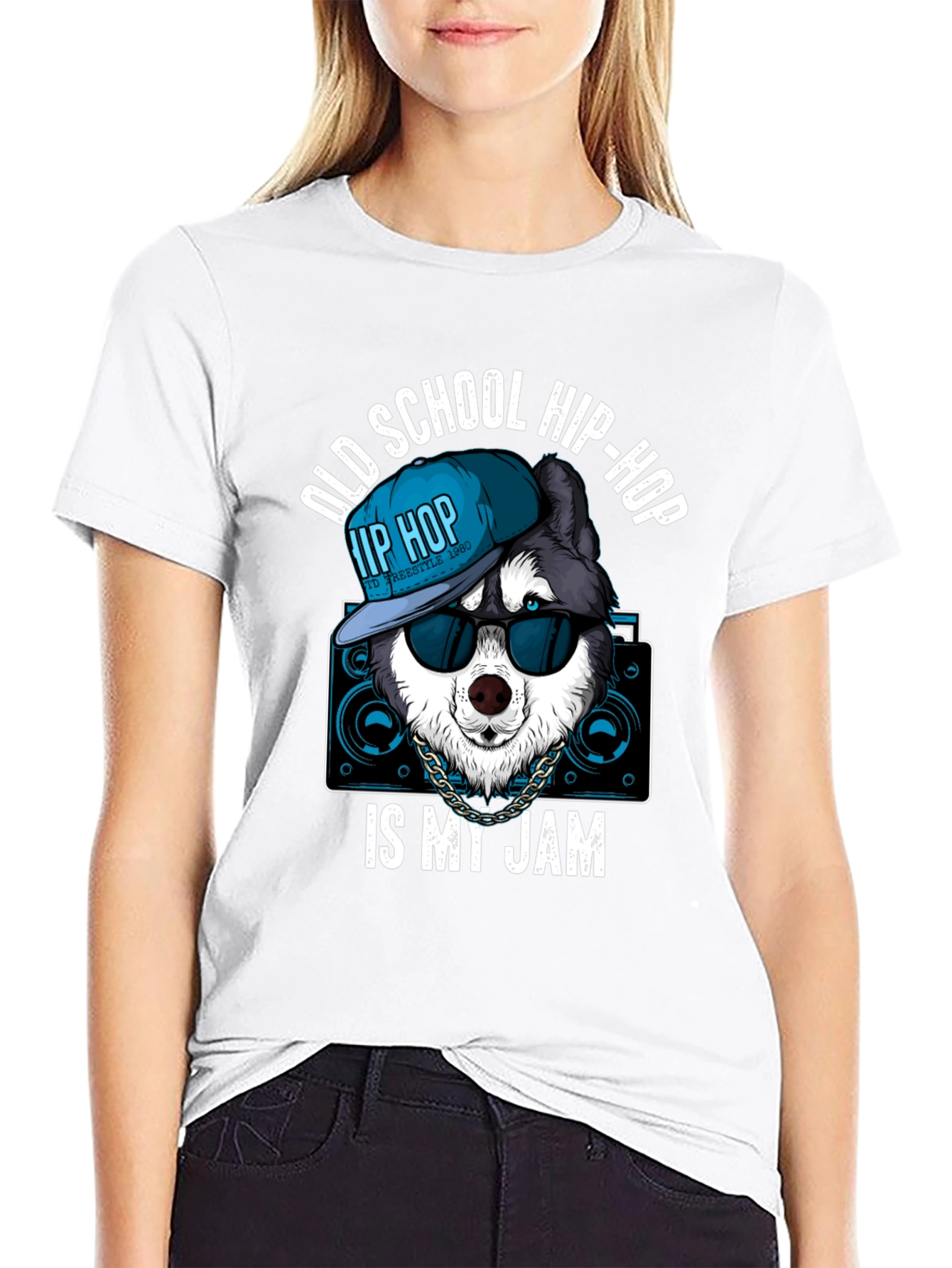 Old School Hip Hop Dog Graphic Tee