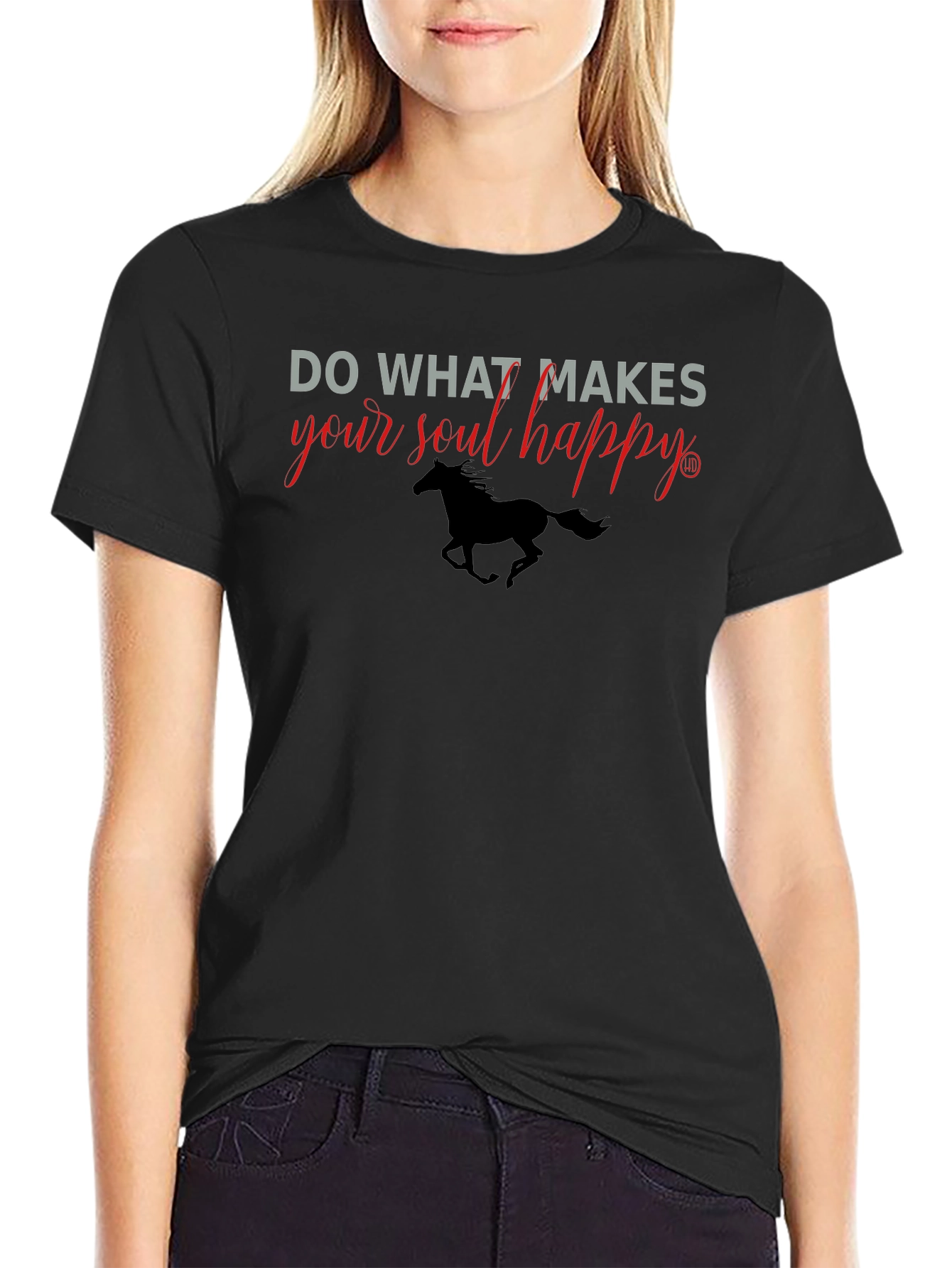 Soul Happy Black Tee - Horse Graphic