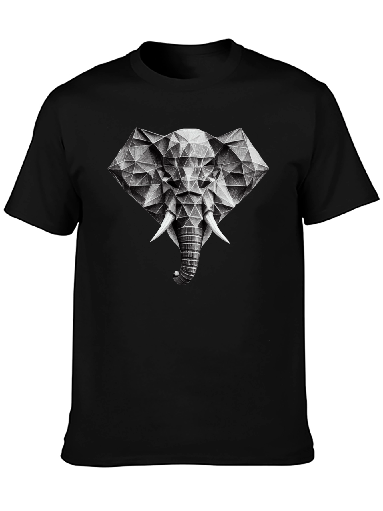 Geometric Elephant Graphic Black T-Shirt