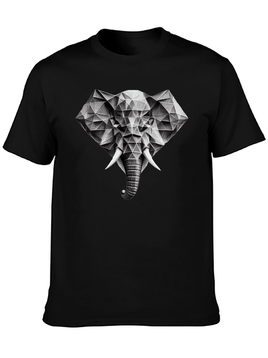 Geometric Elephant Graphic Black T-Shirt