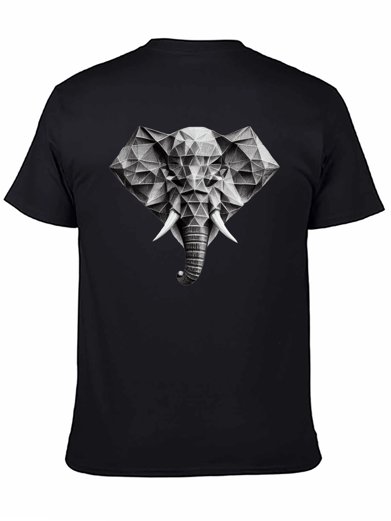 Geometric Elephant Graphic Black T-Shirt
