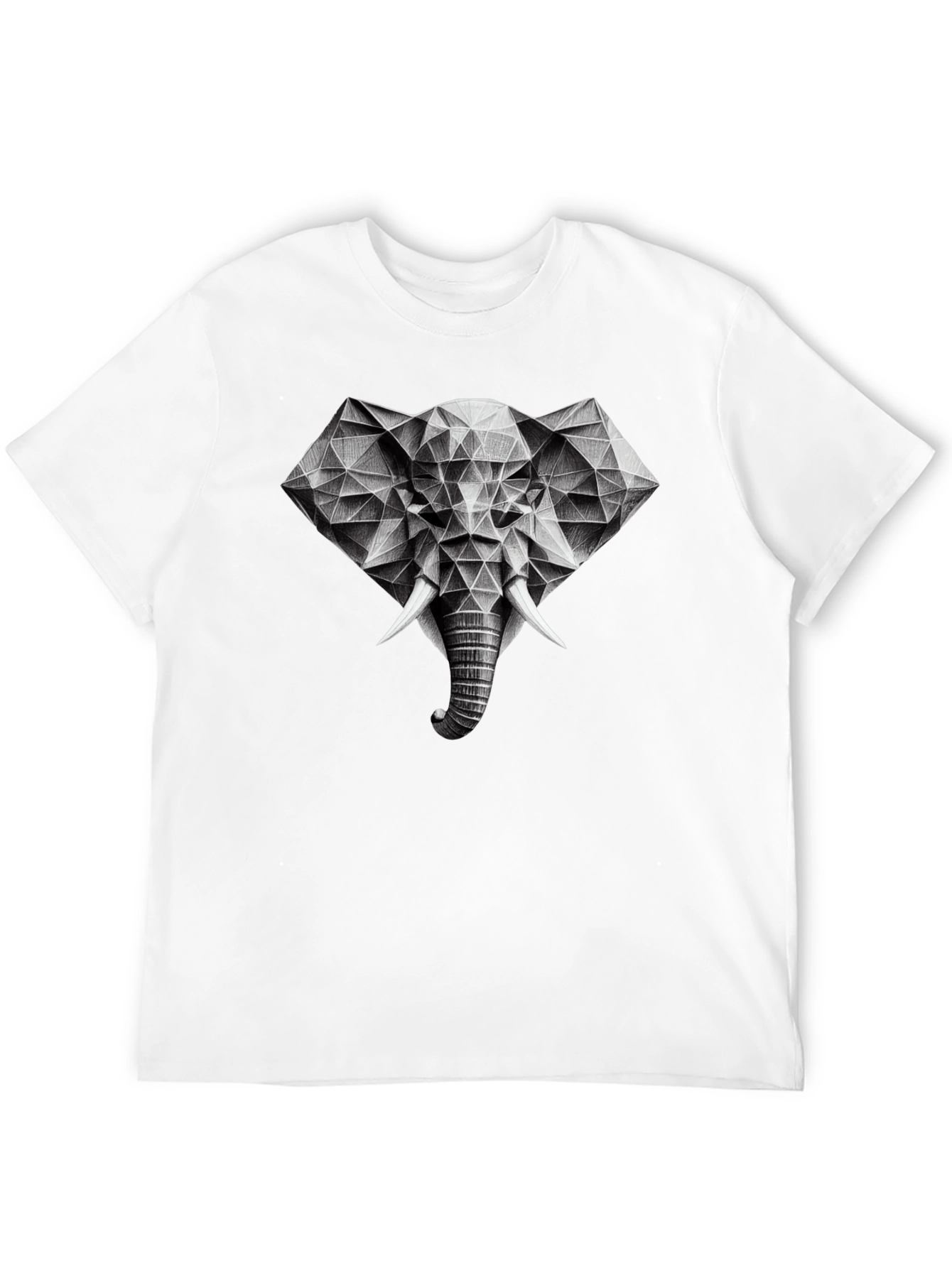Geometric Elephant Graphic Black T-Shirt