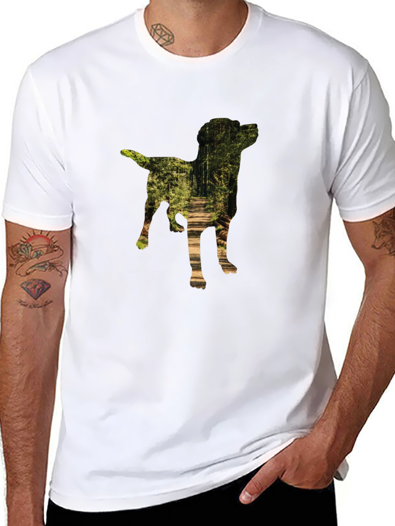 Dog Silhouette Forest T-Shirt