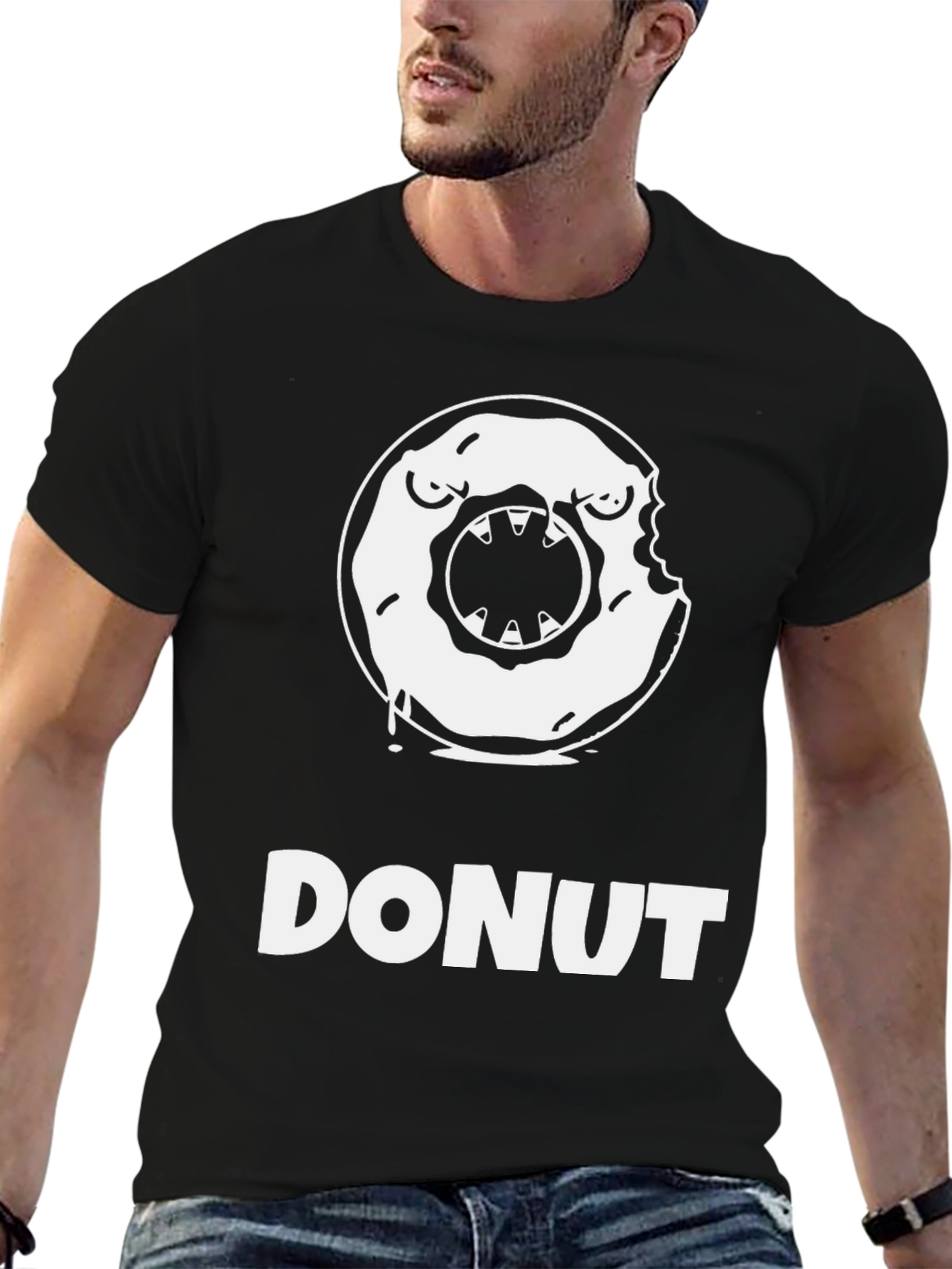 Donut Monster Graphic Tee - Funny Cartoon T-Shirt