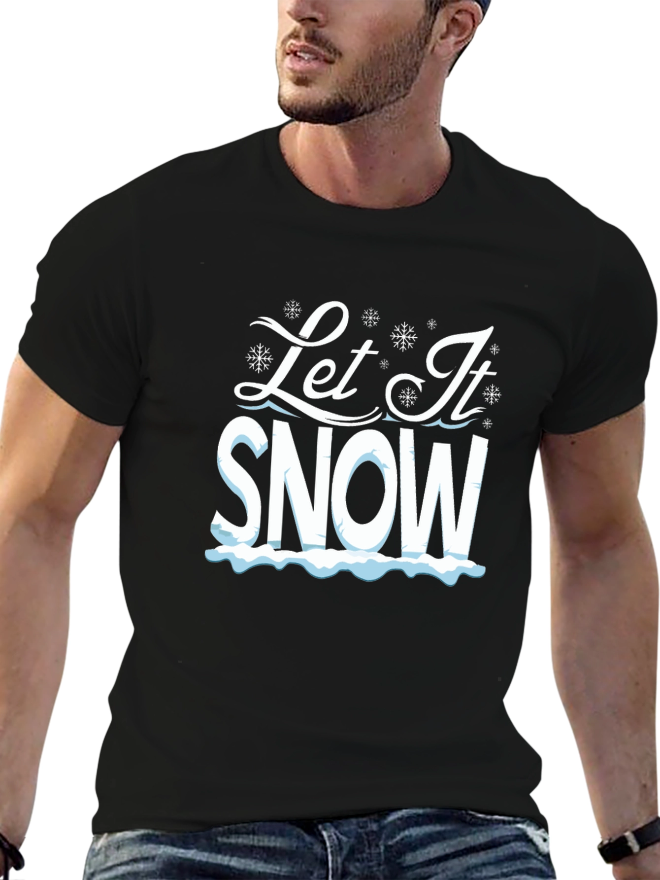 Let It Snow Graphic Tee - Black Cotton