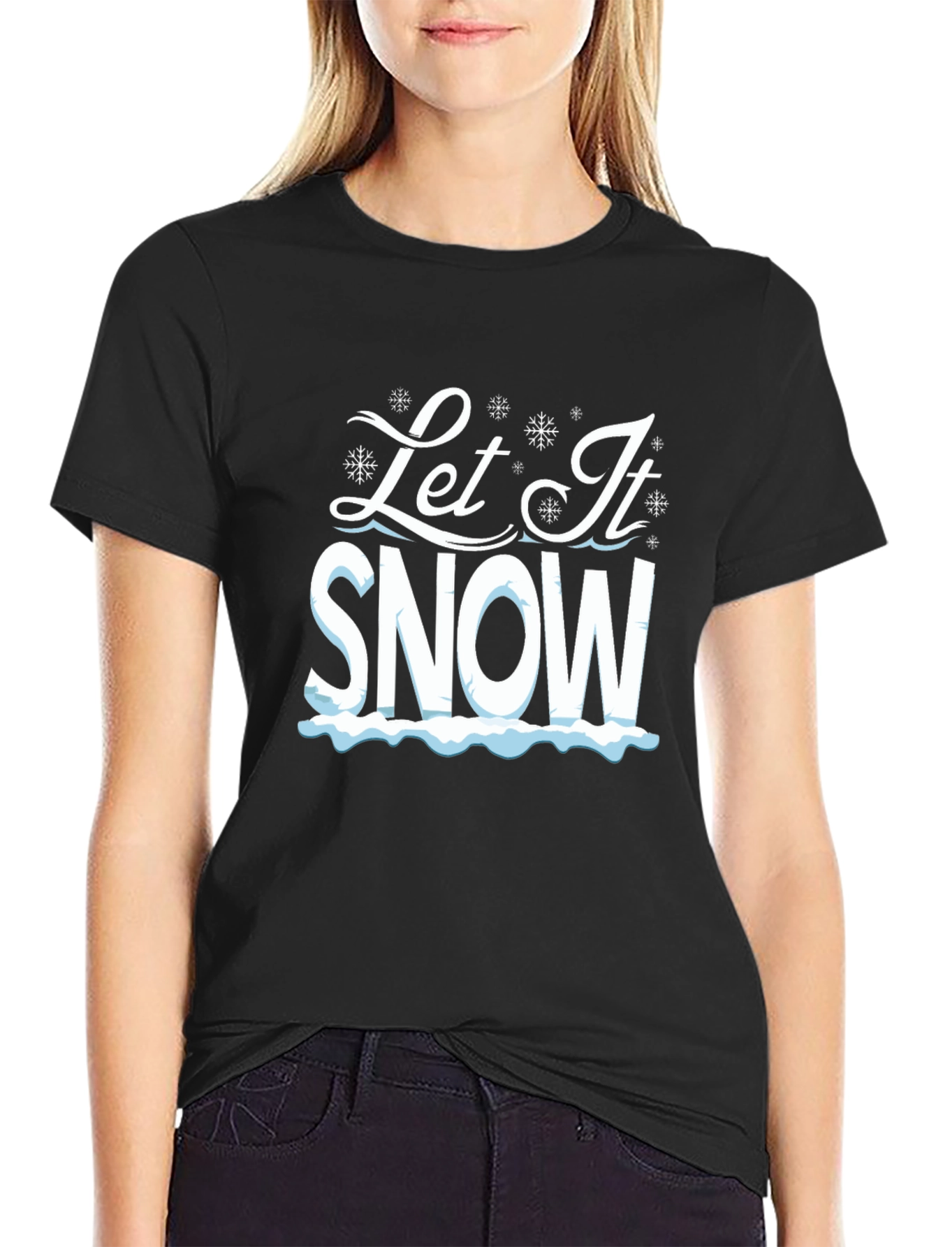 Let It Snow Graphic Tee - Black Cotton