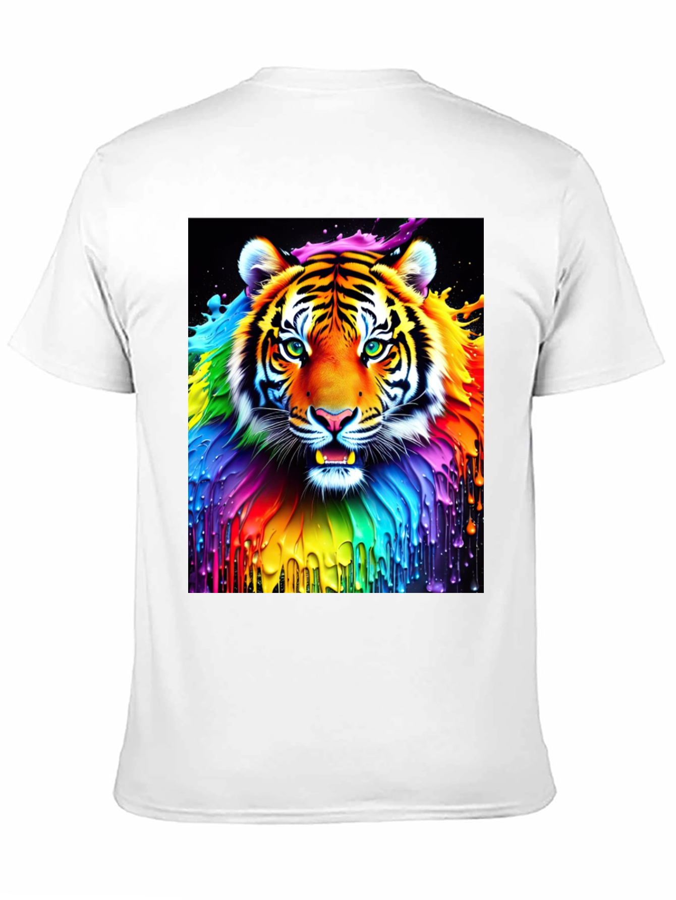 Rainbow Tiger Graphic Tee - Vivid Animal Print Shirt