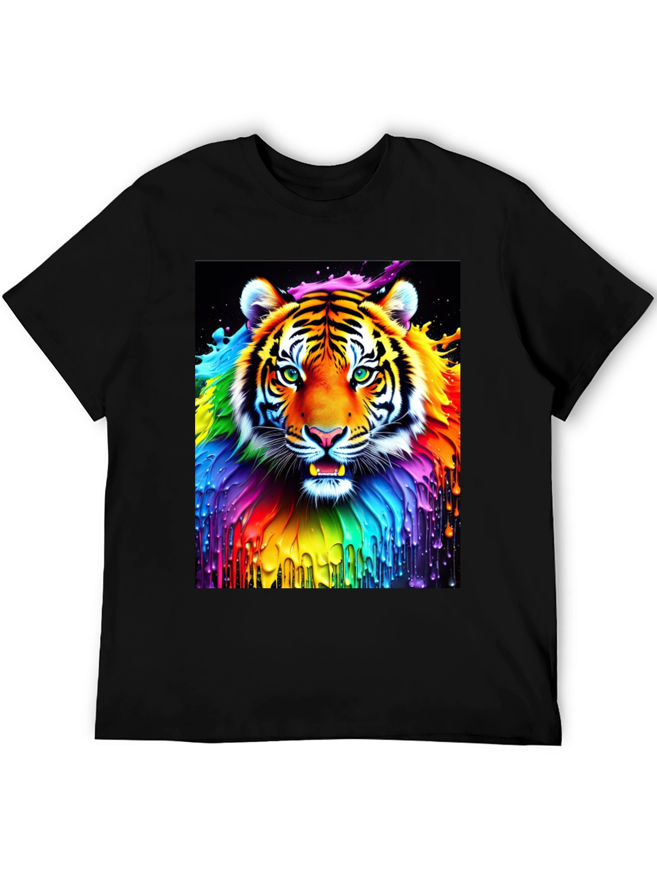 Rainbow Tiger Graphic Tee - Vivid Animal Print Shirt