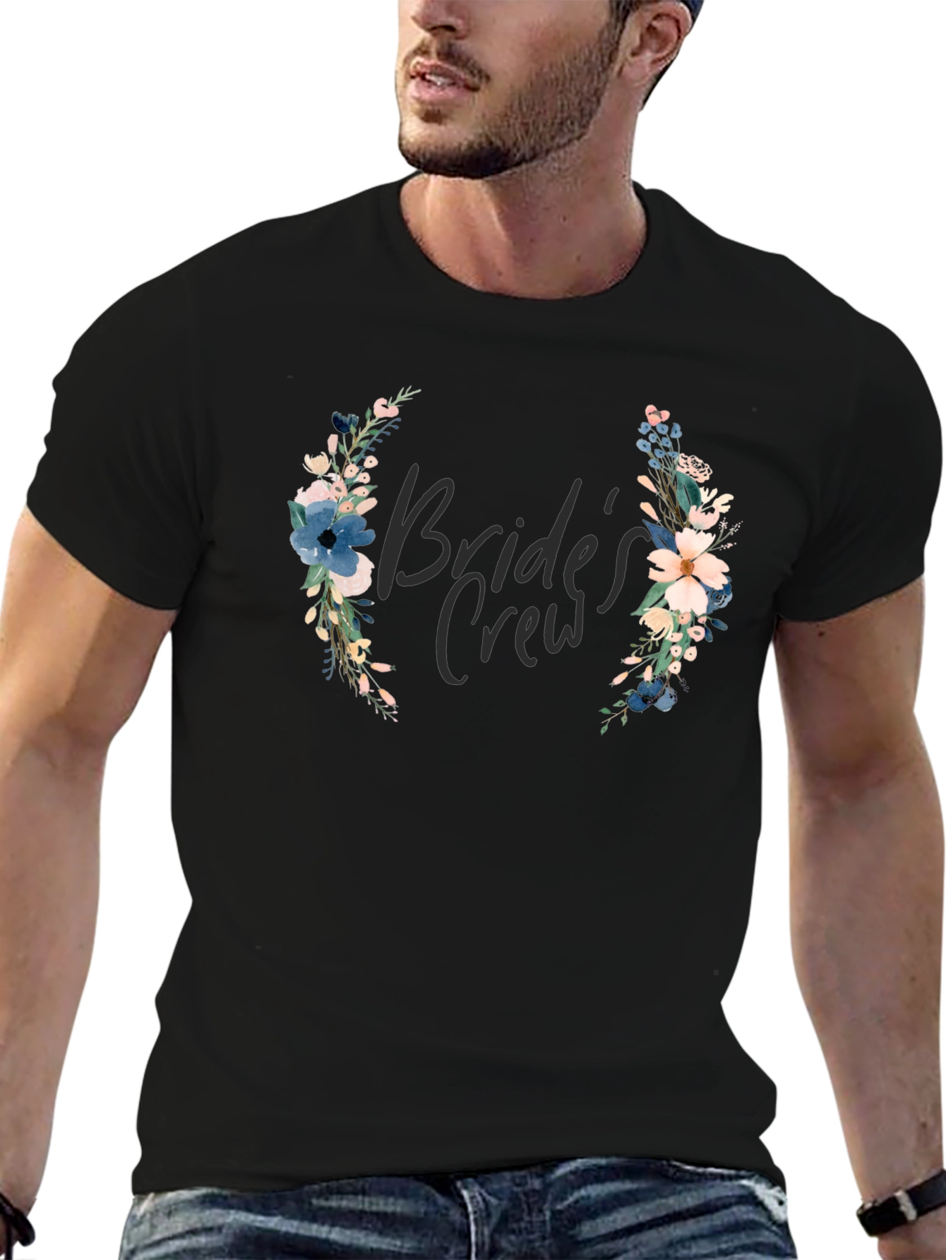 Brides Crew Floral T-Shirt - Wedding Party Apparel
