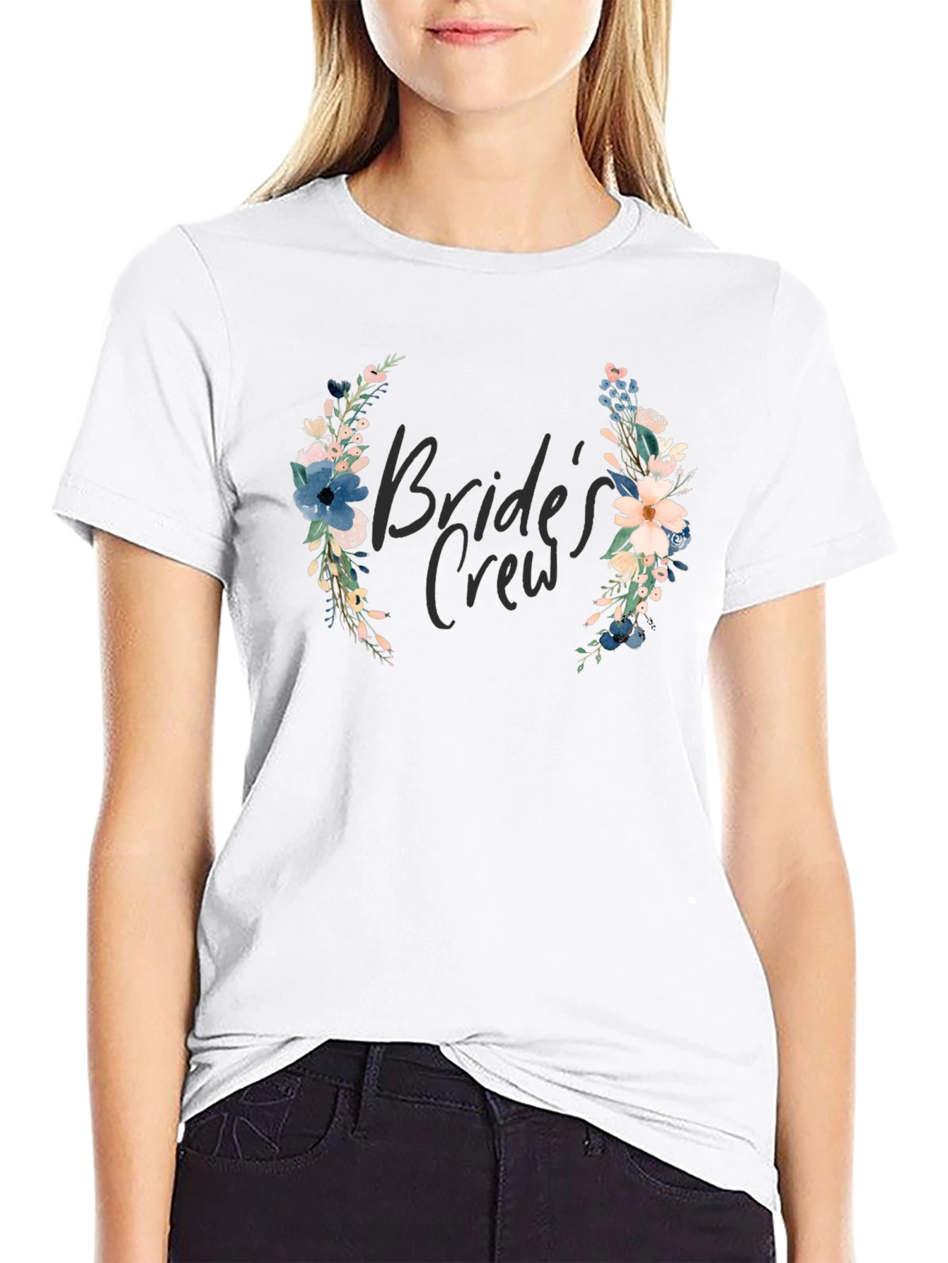 Brides Crew Floral T-Shirt - Wedding Party Apparel
