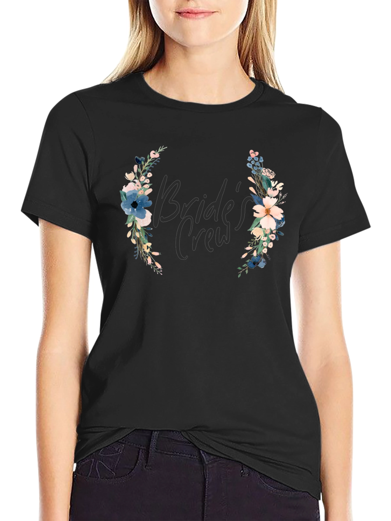 Brides Crew Floral T-Shirt - Wedding Party Apparel