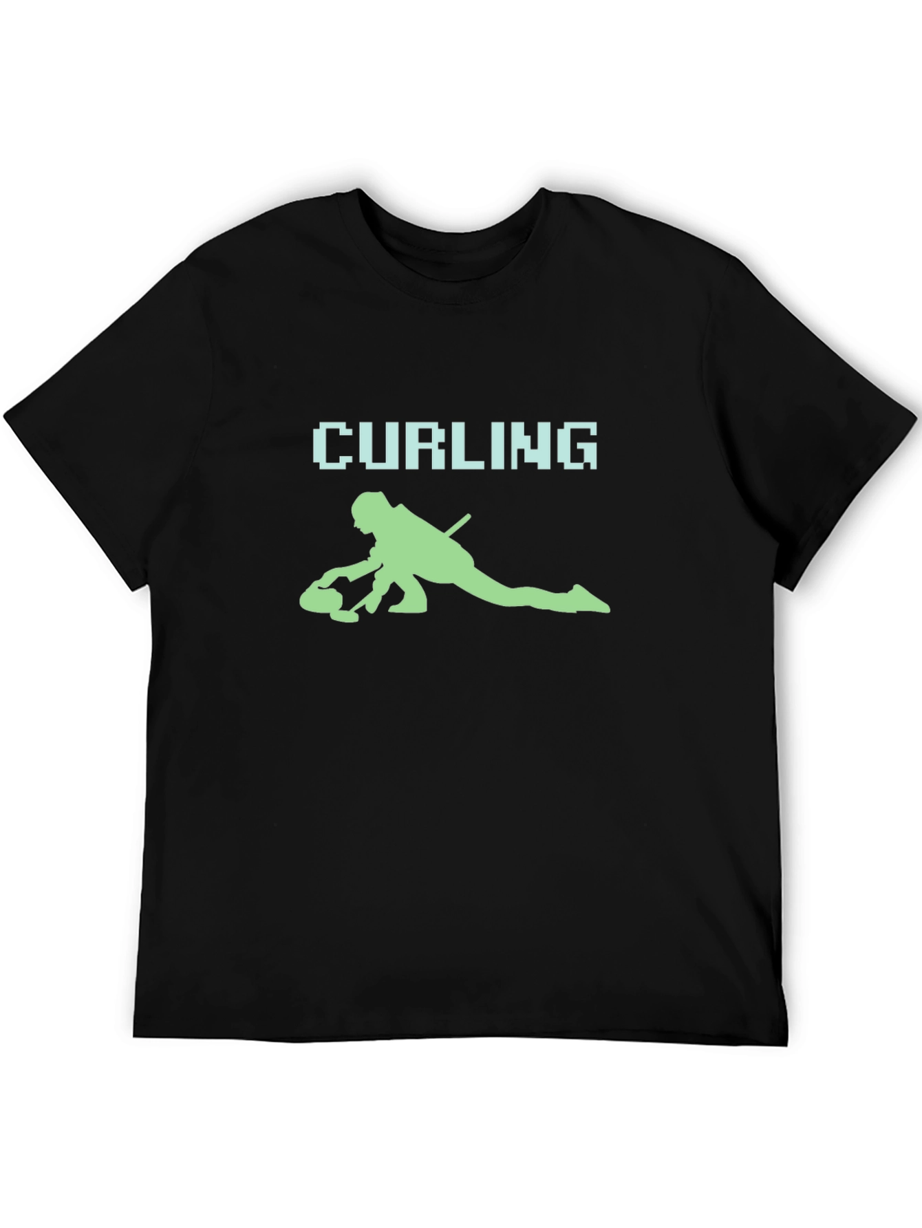 Curling Player Graphic Tee - Sporty Black T-Shirt