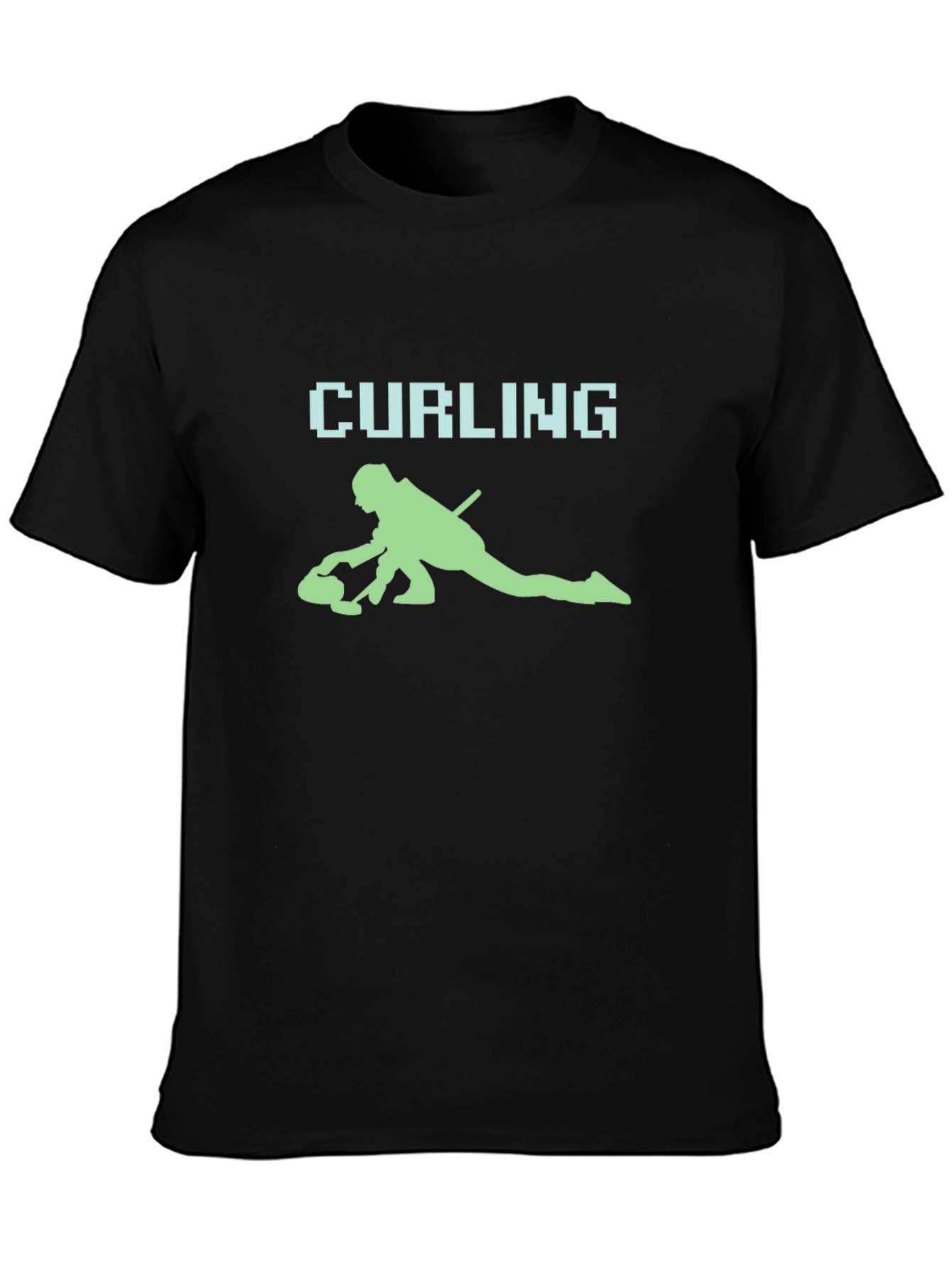 Curling Player Graphic Tee - Sporty Black T-Shirt