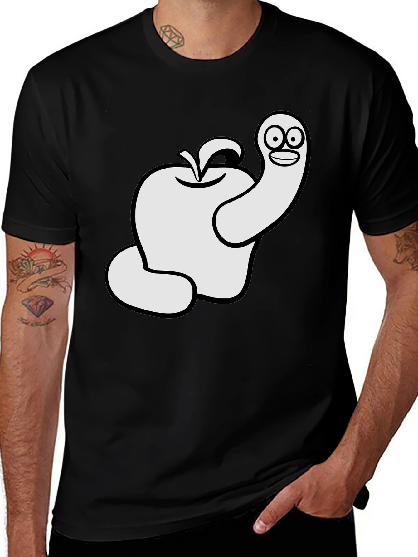 Worm Apple Graphic T-Shirt