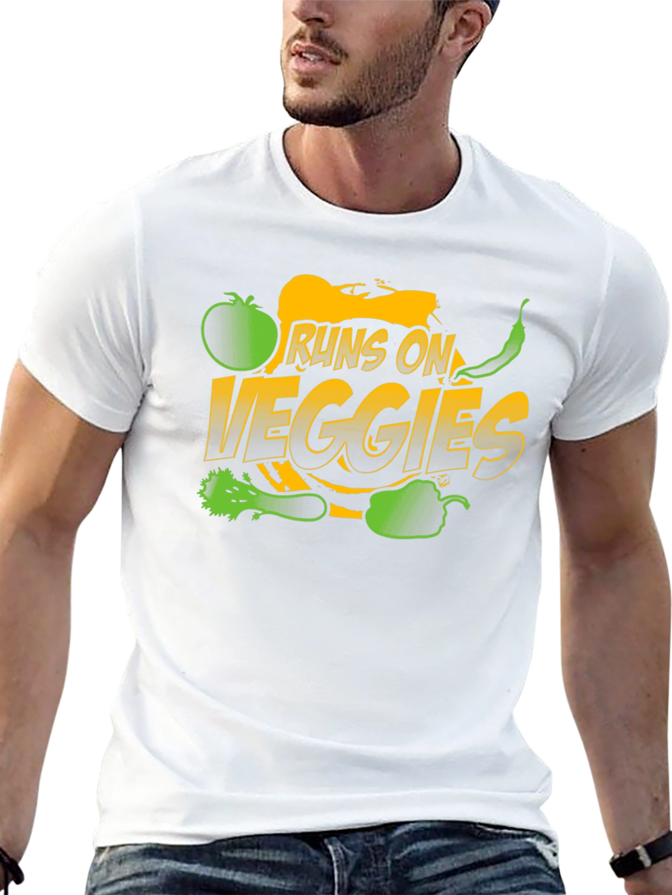 Runs on Veggies T-Shirt - Vegan Healthy Food Tee
