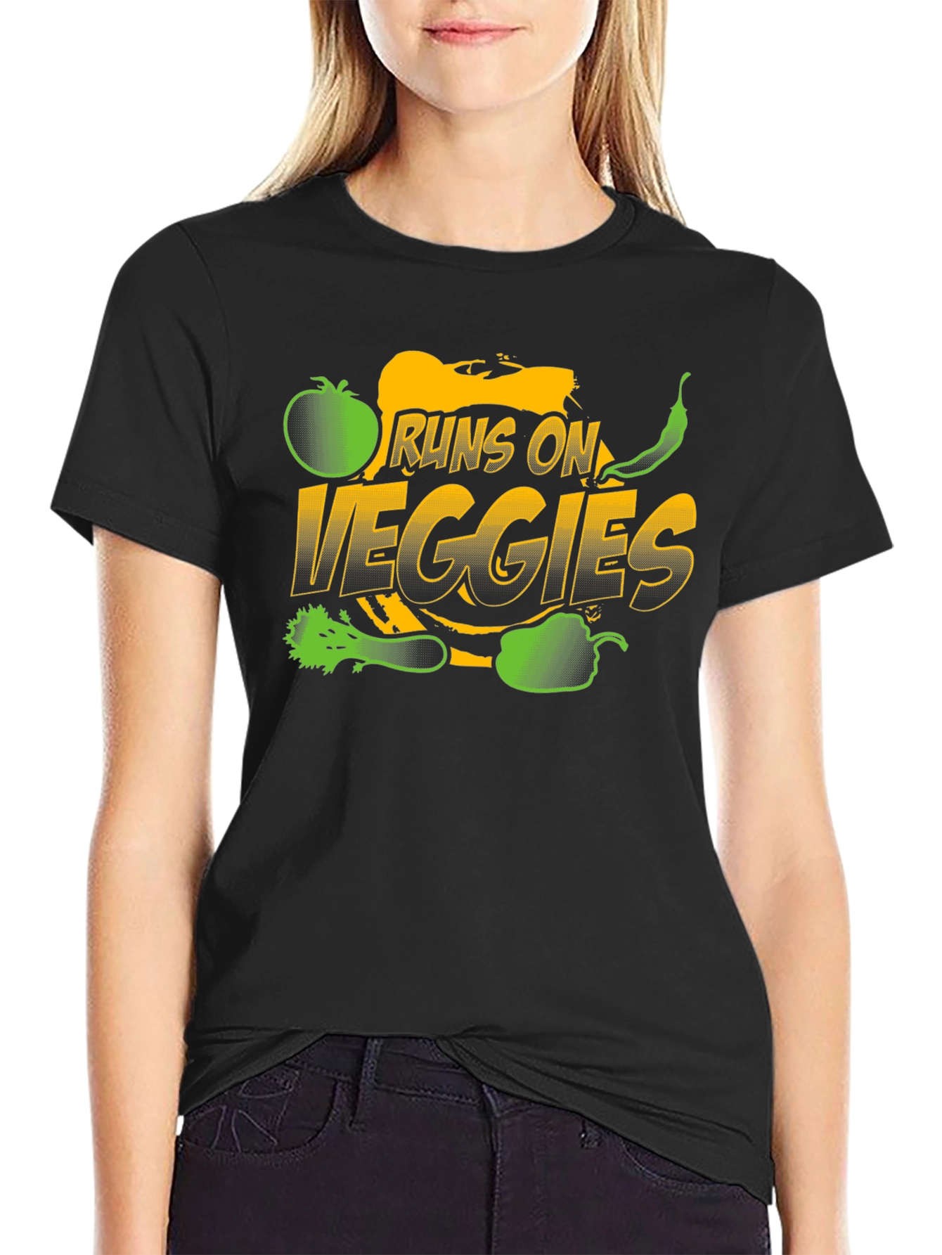 Runs on Veggies T-Shirt - Vegan Healthy Food Tee