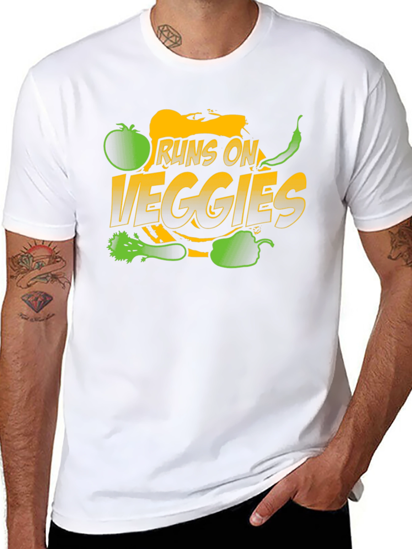 Runs on Veggies T-Shirt - Vegan Healthy Food Tee