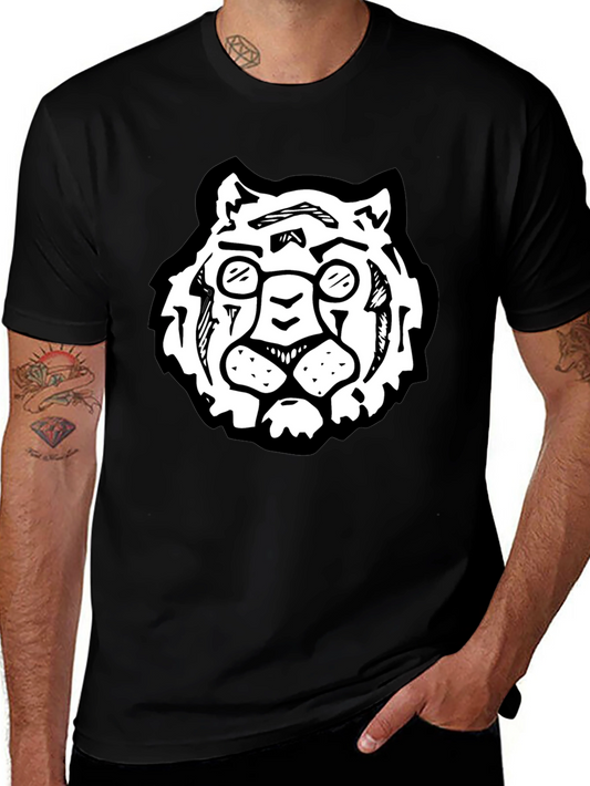 Cool Black Tee Shirt - Tiger with Glasses