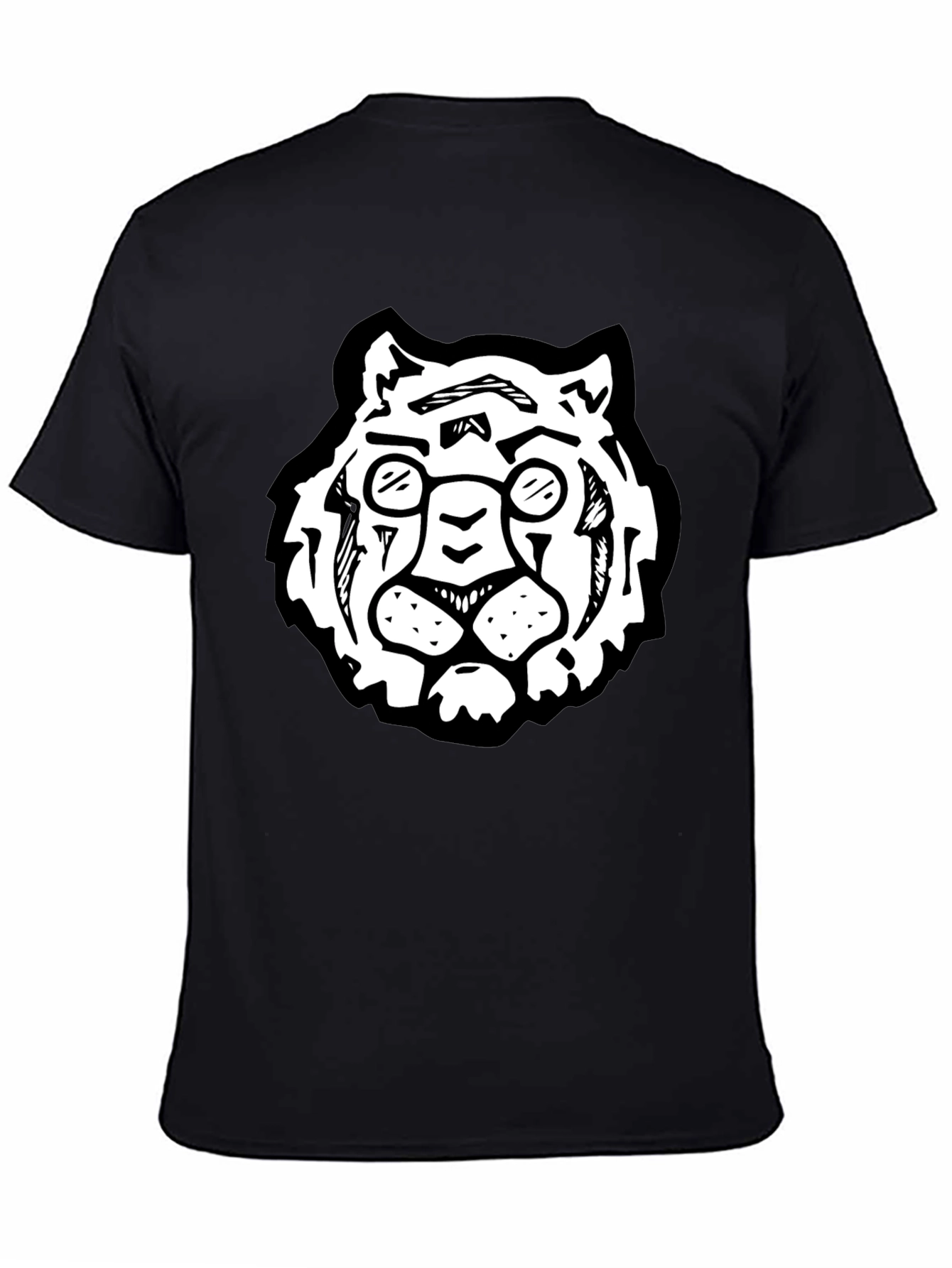Cool Black Tee Shirt - Tiger with Glasses
