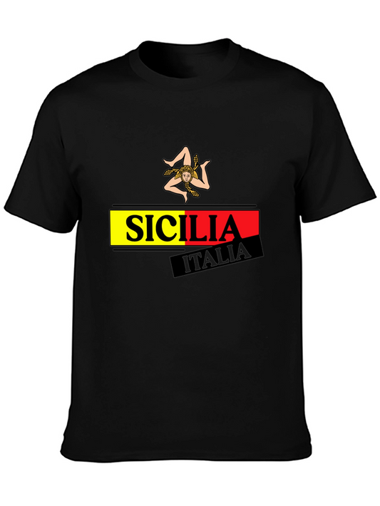 Sicilia Italia Graphic Tee - Black Cotton T-Shirt