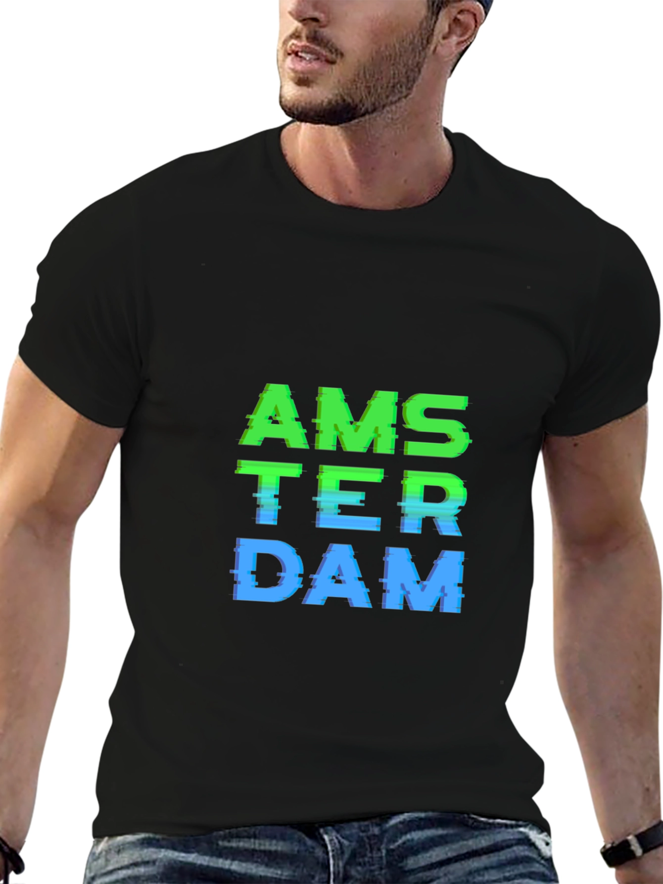 Amsterdam Glitch Graphic Tee - Stylish Casual Wear