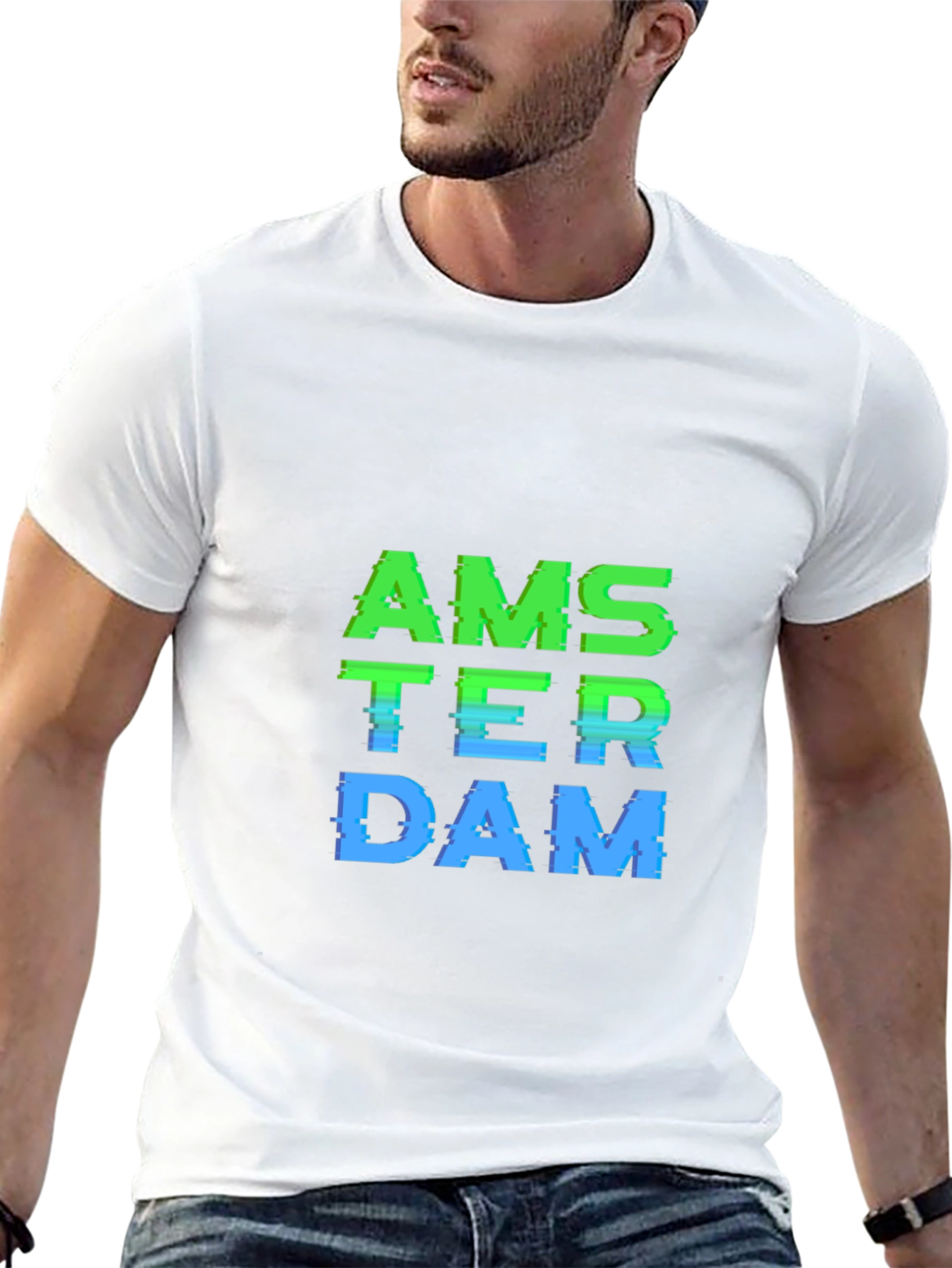 Amsterdam Glitch Graphic Tee - Stylish Casual Wear